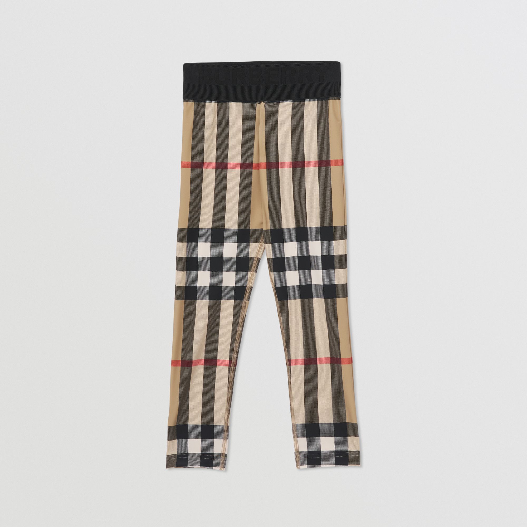 Girls Beige Check Leggings