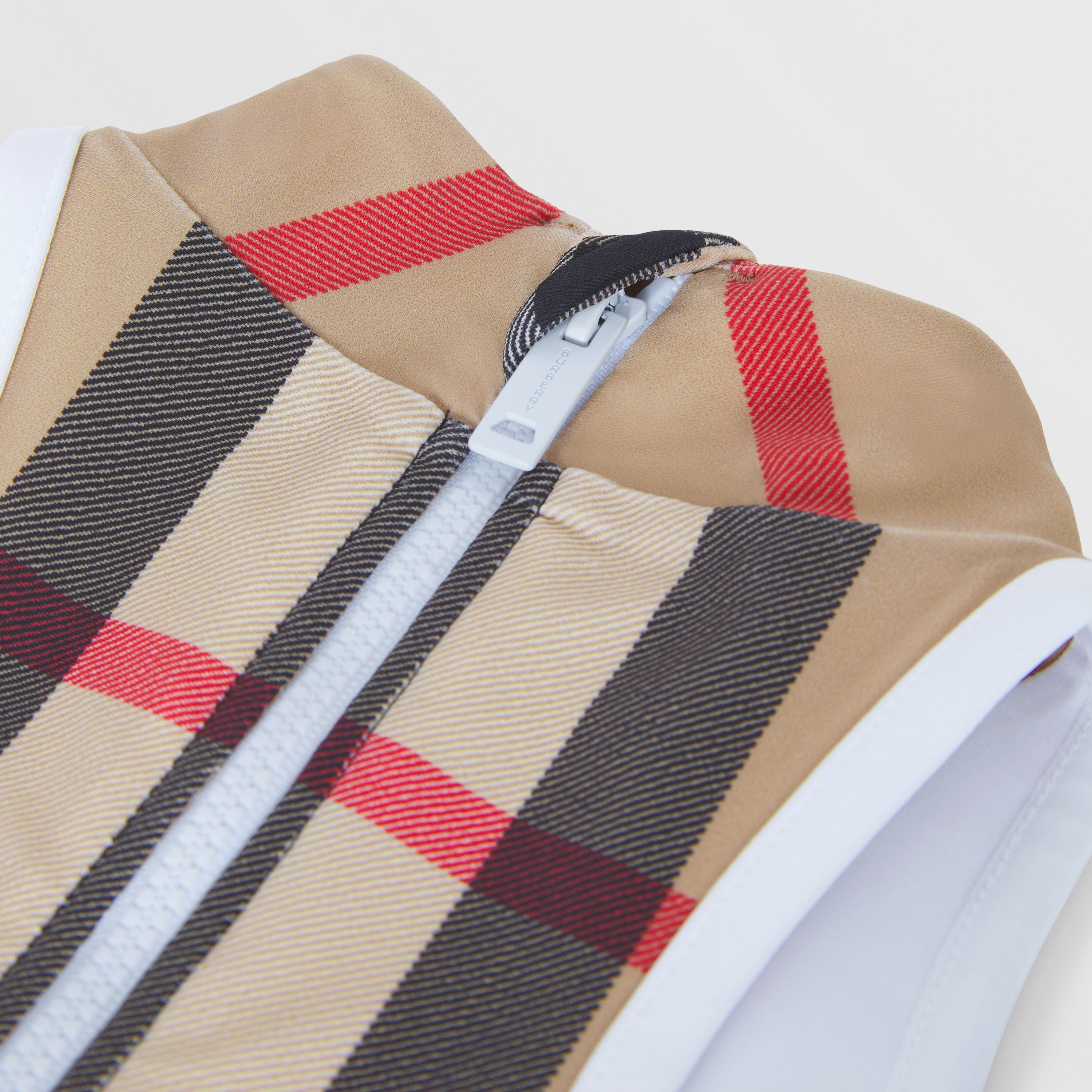 Girls Beige Check Swimsuit