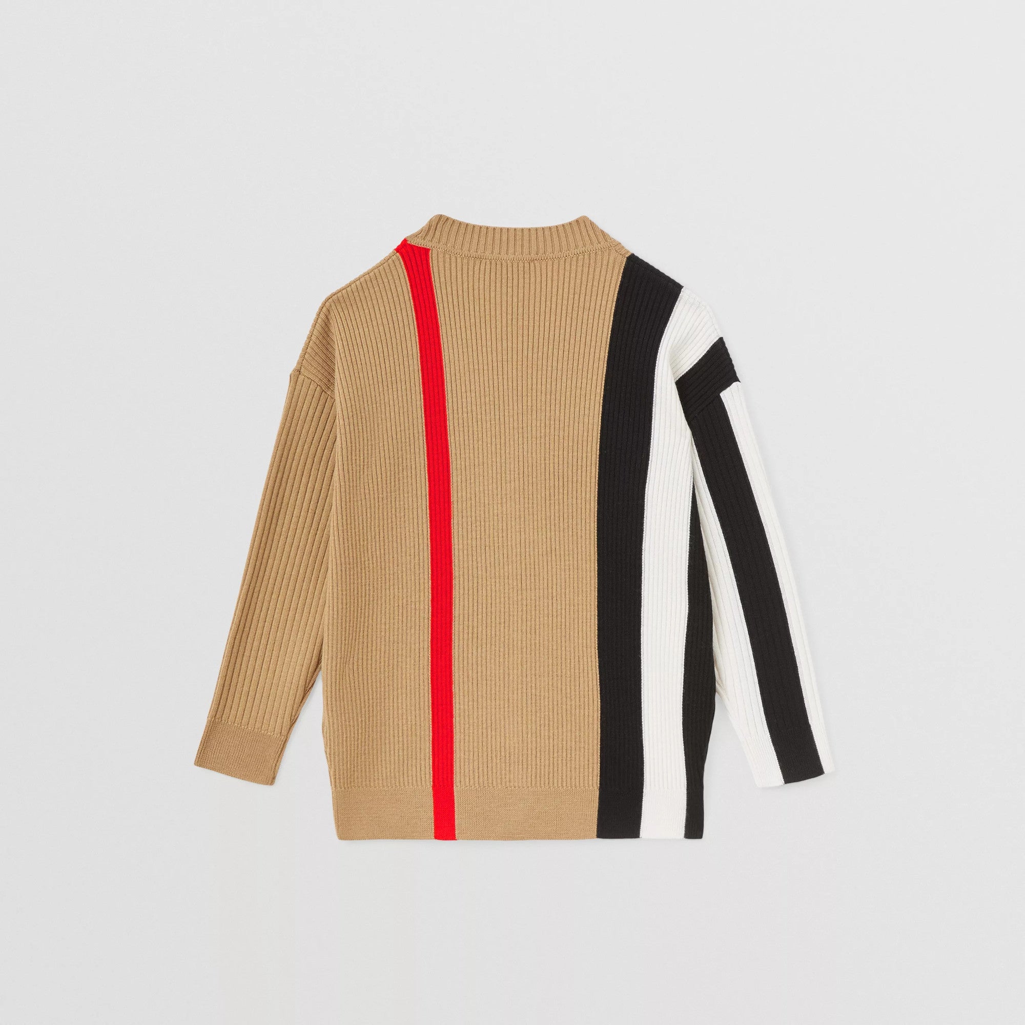 Girls Beige Stripes Wool Cardigan