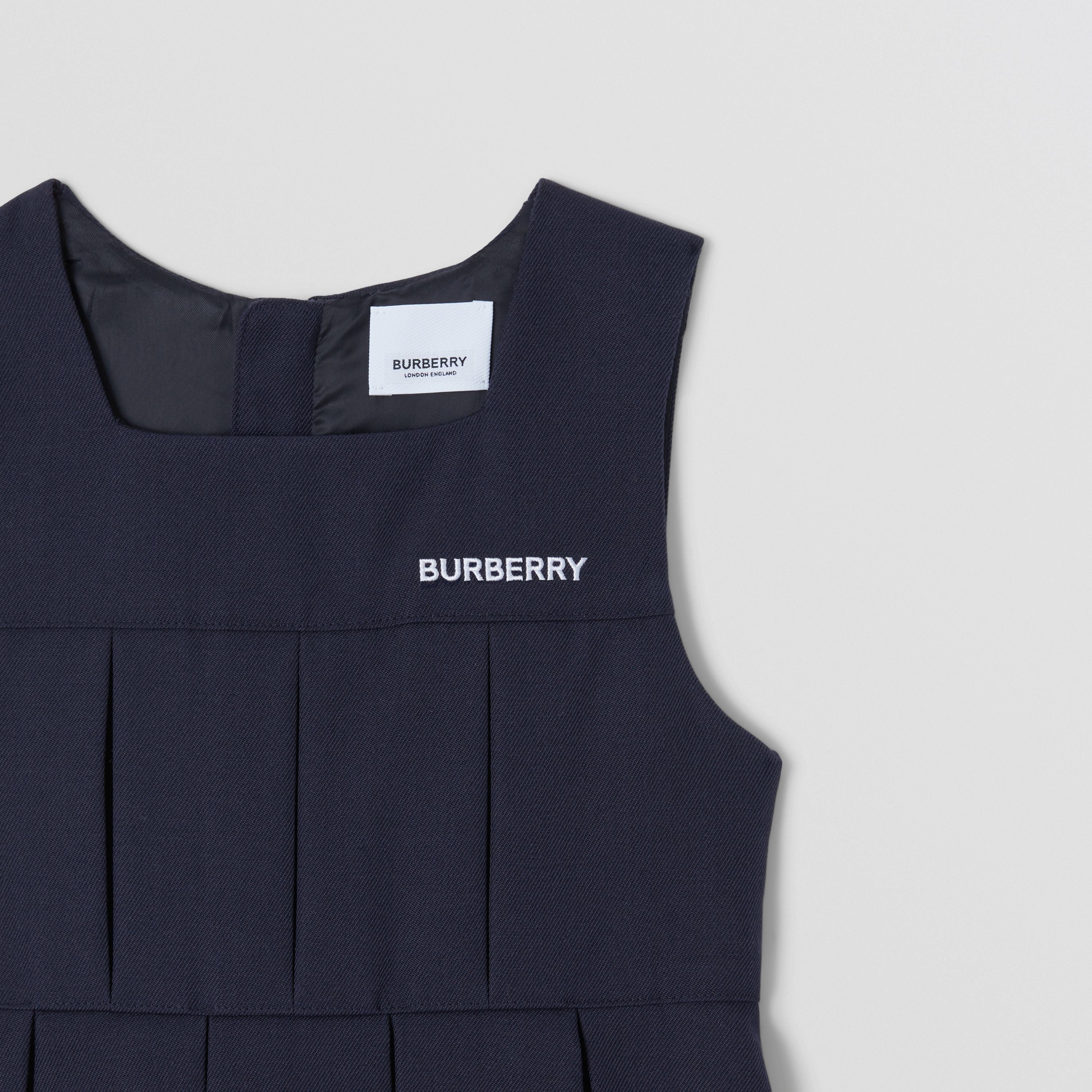 Girls Navy Logo Wool Dress