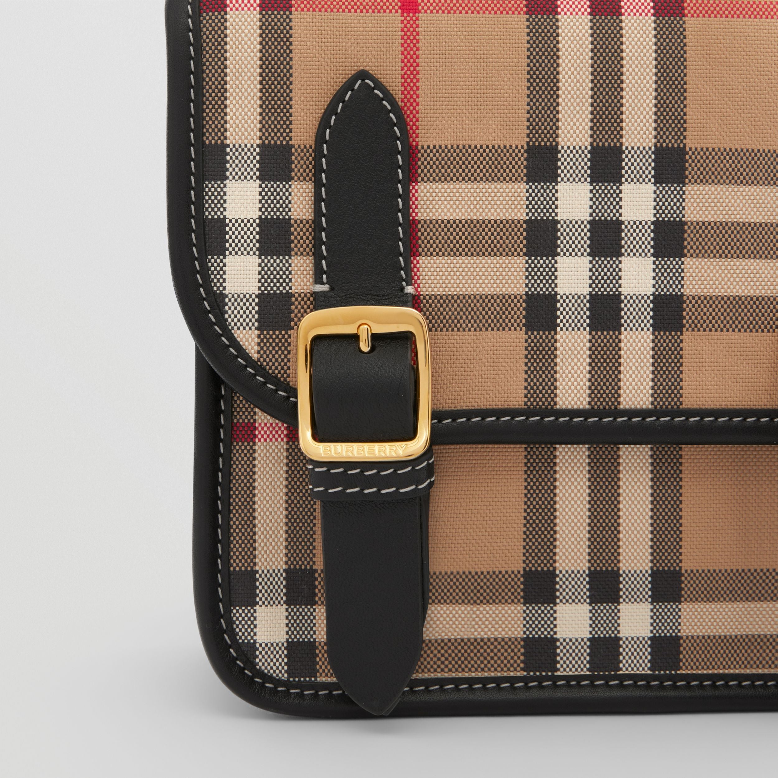 Girls Beige Check Crossbody Bag