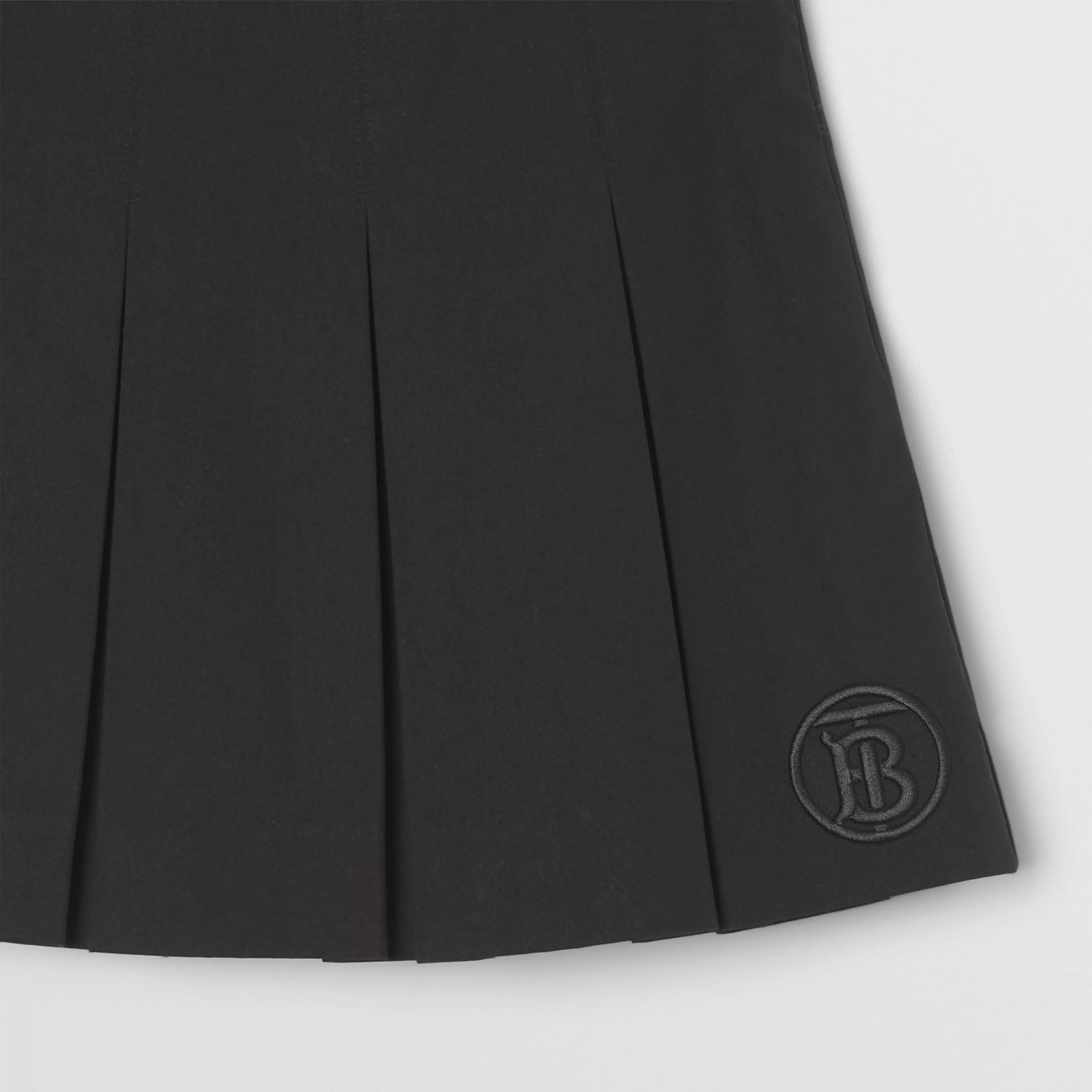 Girls Black Logo Pleated Skirt