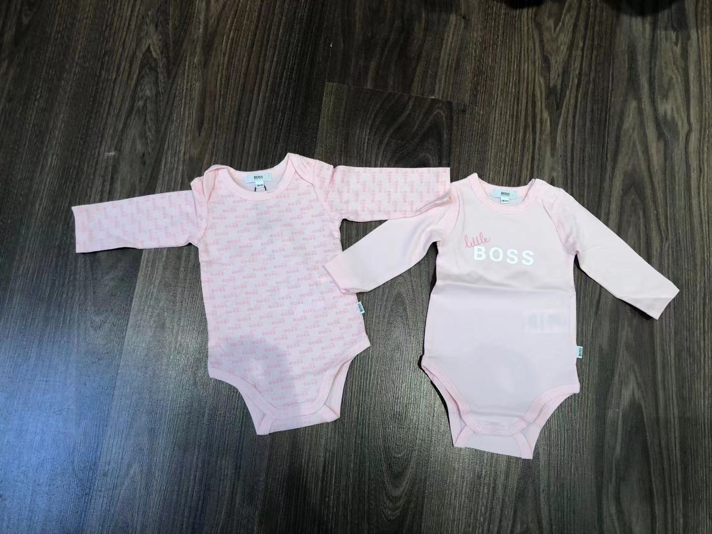 Baby Girls Pink Logo Cotton Babysuit Set (2 Pack)