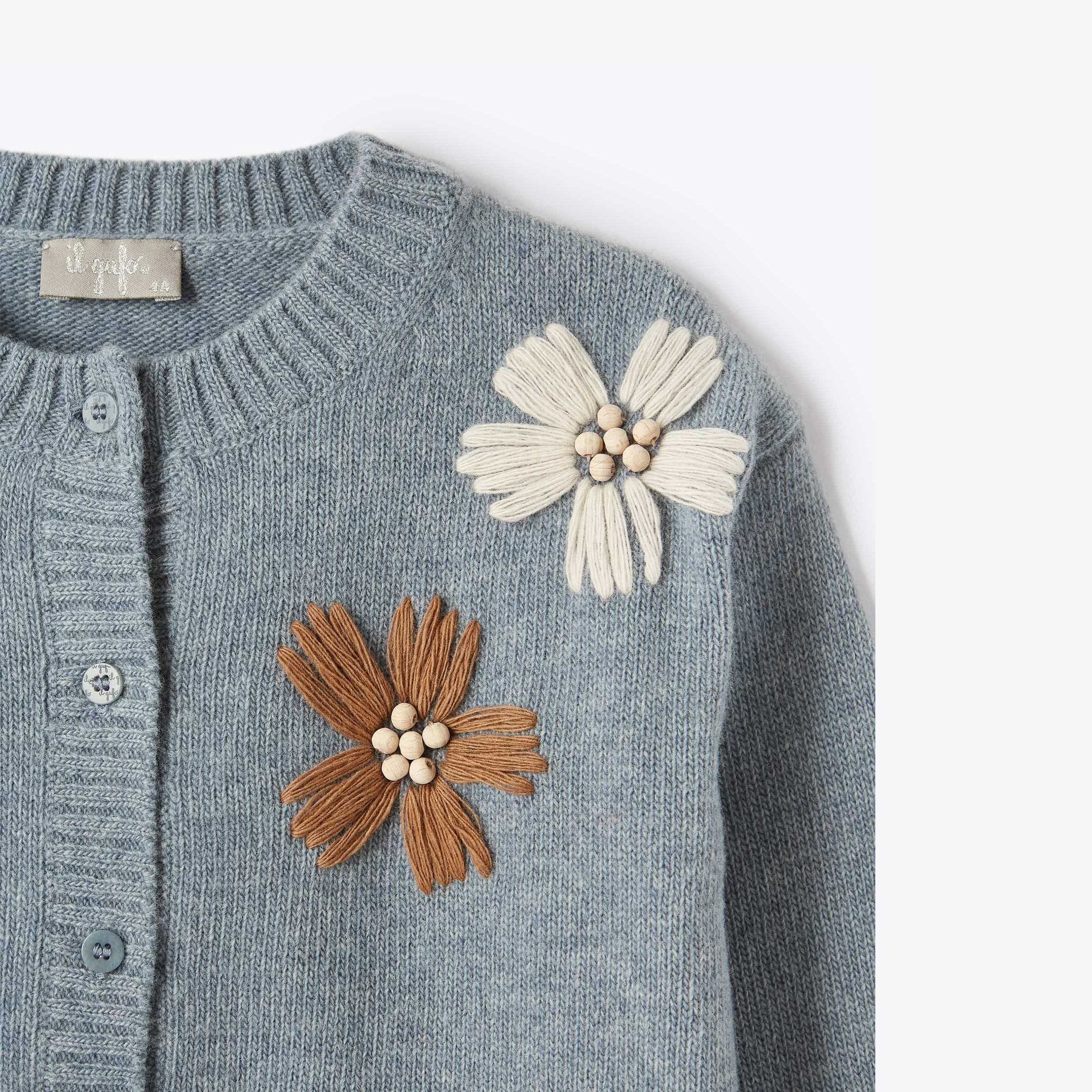 Girls Light Blue Wool Cardigan