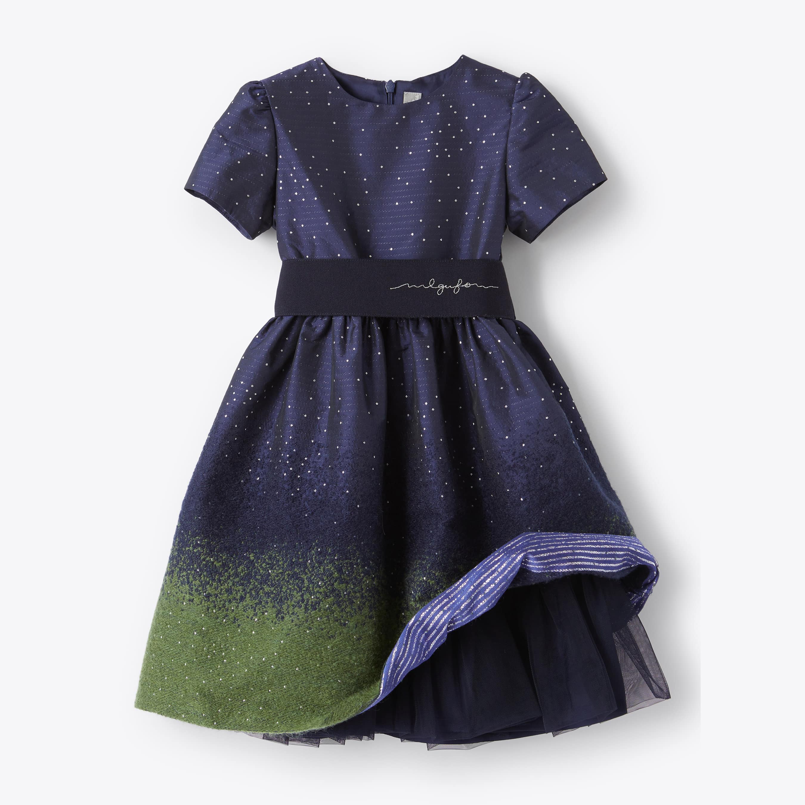 Girls Blue Glitter Dress
