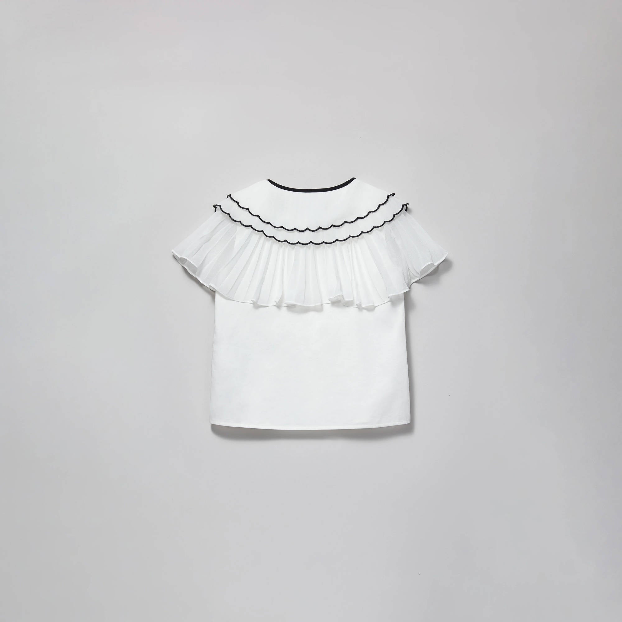 Girls White Scallop Collar Top