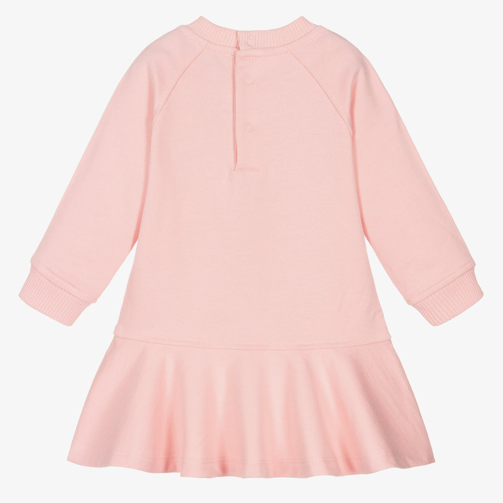 Baby Girls Pink Printed Cotton Dress
