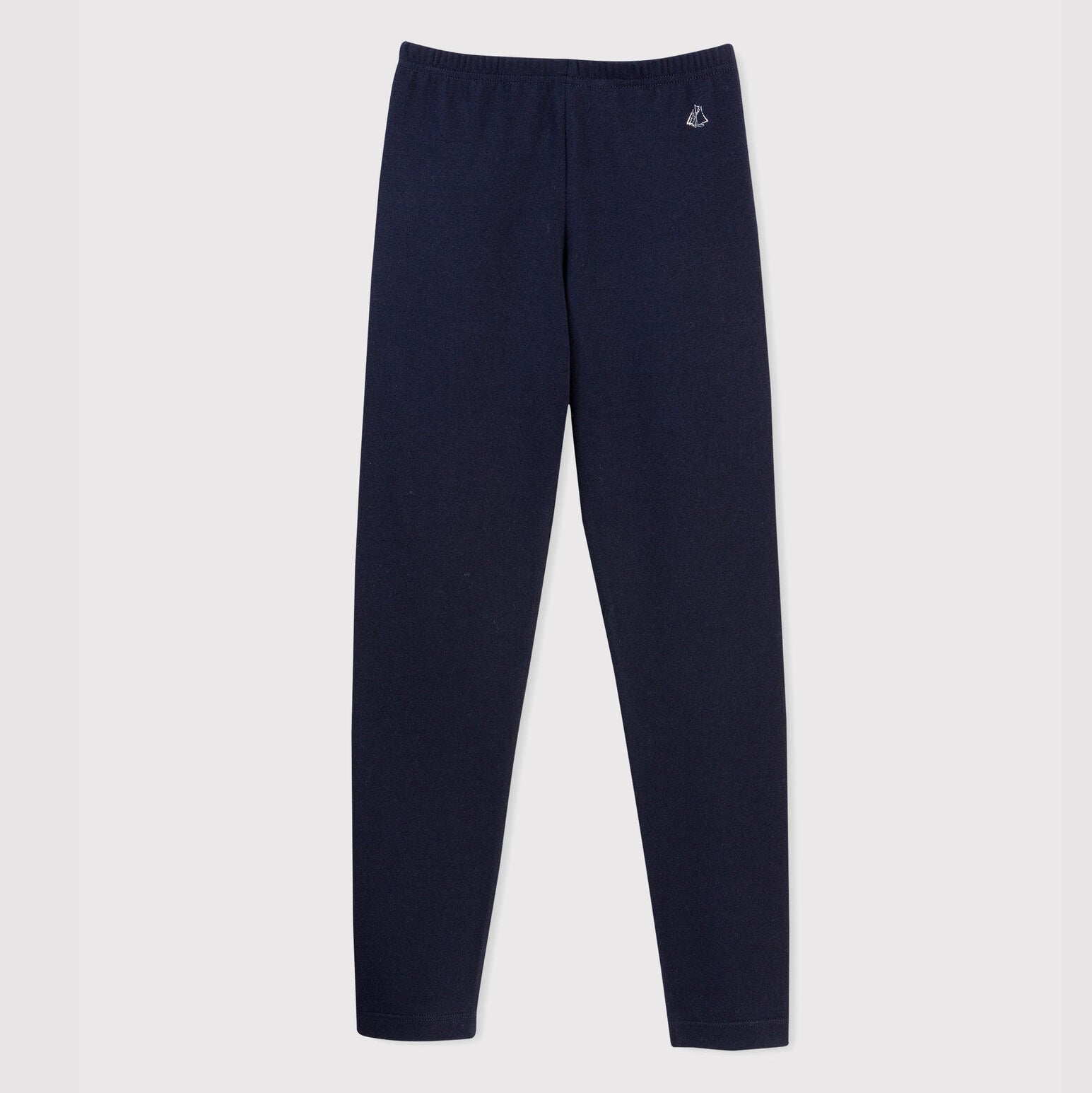 Girls Navy Logo Cotton Leggings
