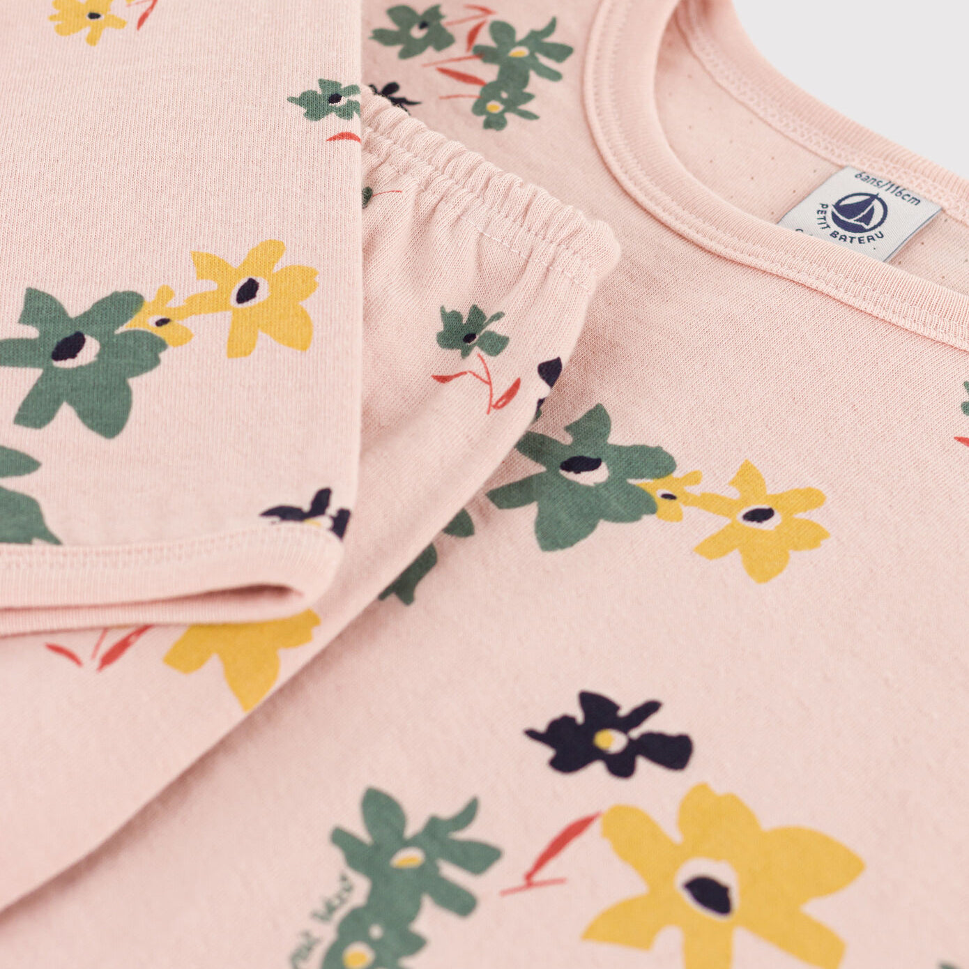 Girls Pink Printed Cotton Nightwear Set