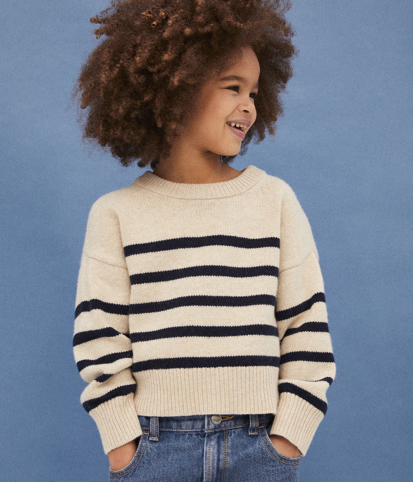 Girls Ivory Stripes Sweater