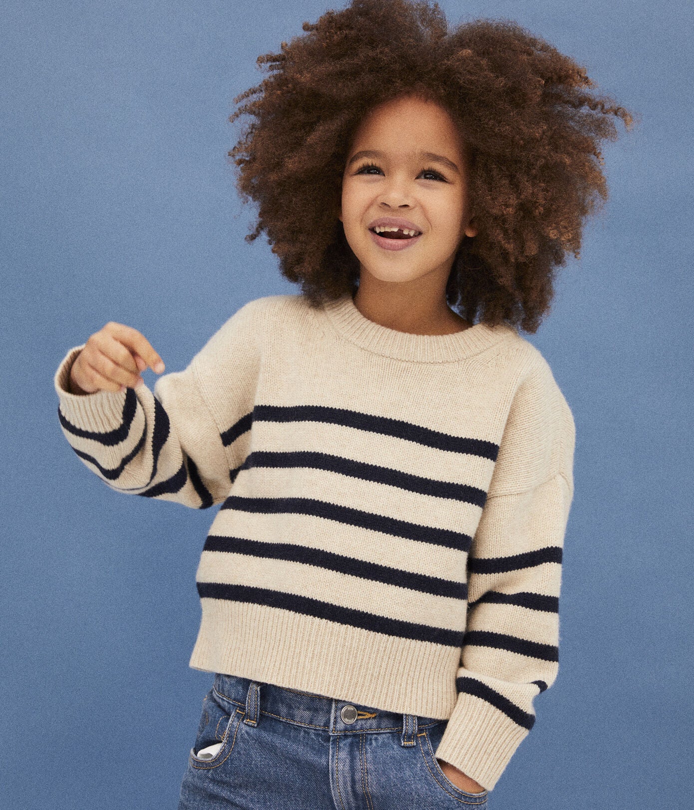 Girls Ivory Stripes Sweater