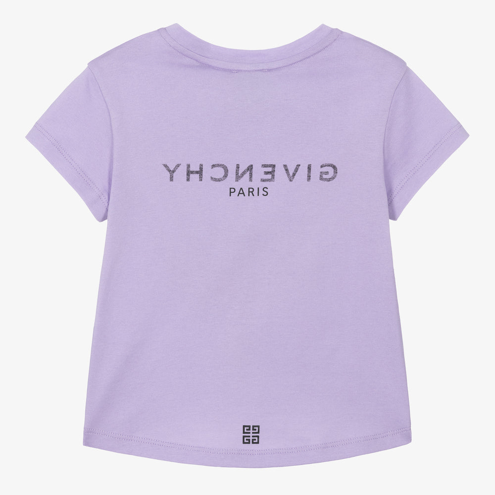Girls Purple Logo Cotton T-Shirt