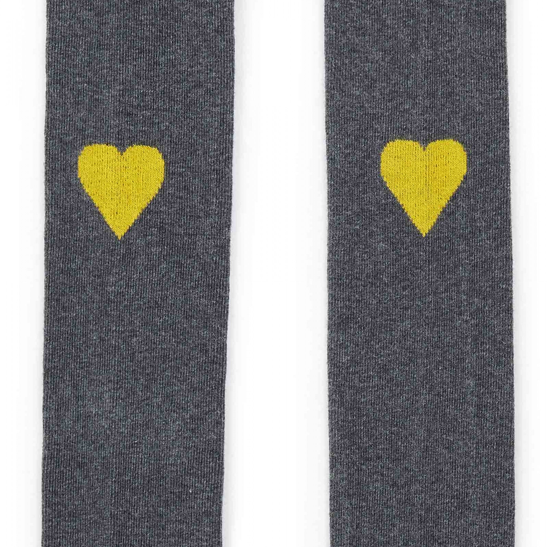 Girls Dark Grey Heart Cotton Tights