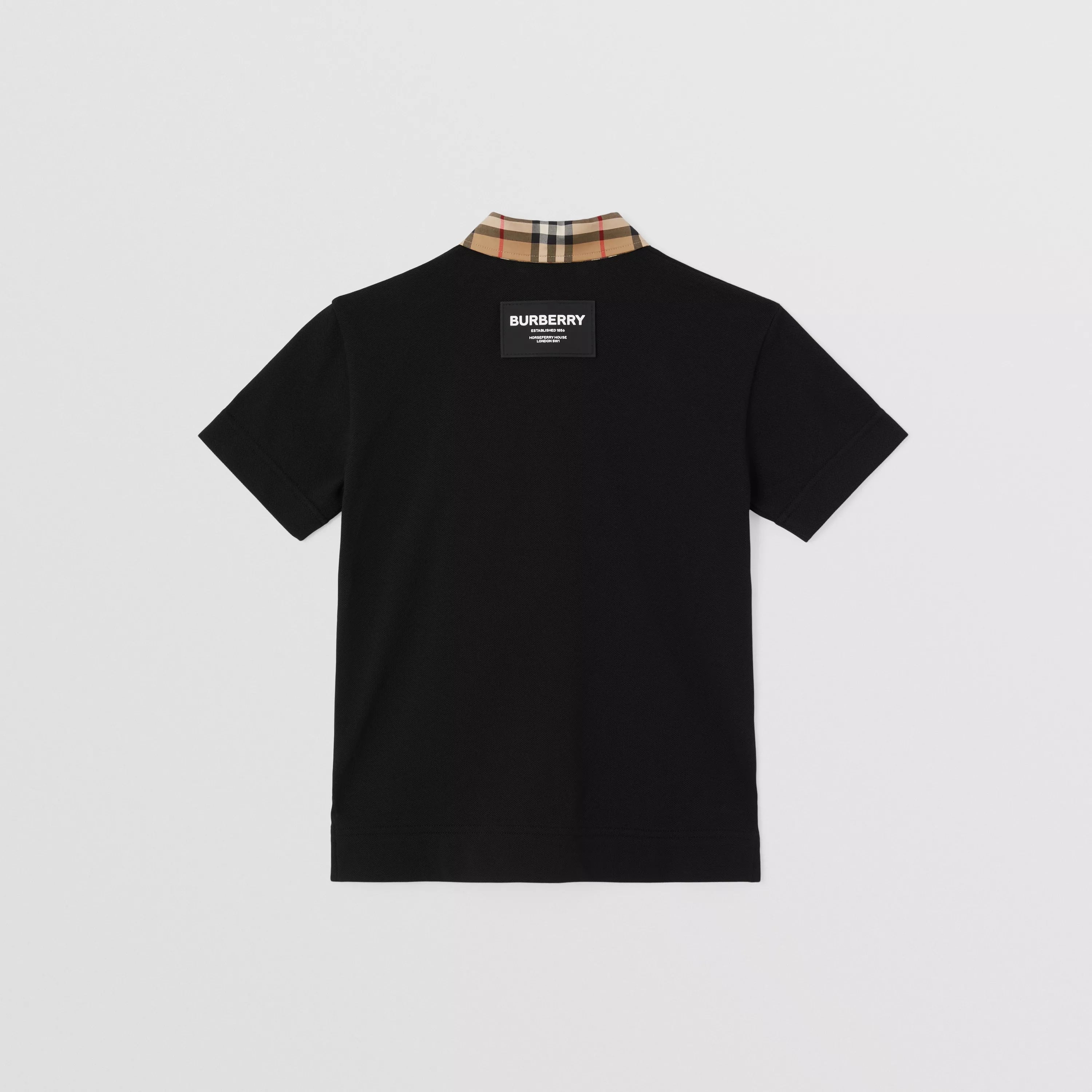 Boys Black Cotton Polo Shirt