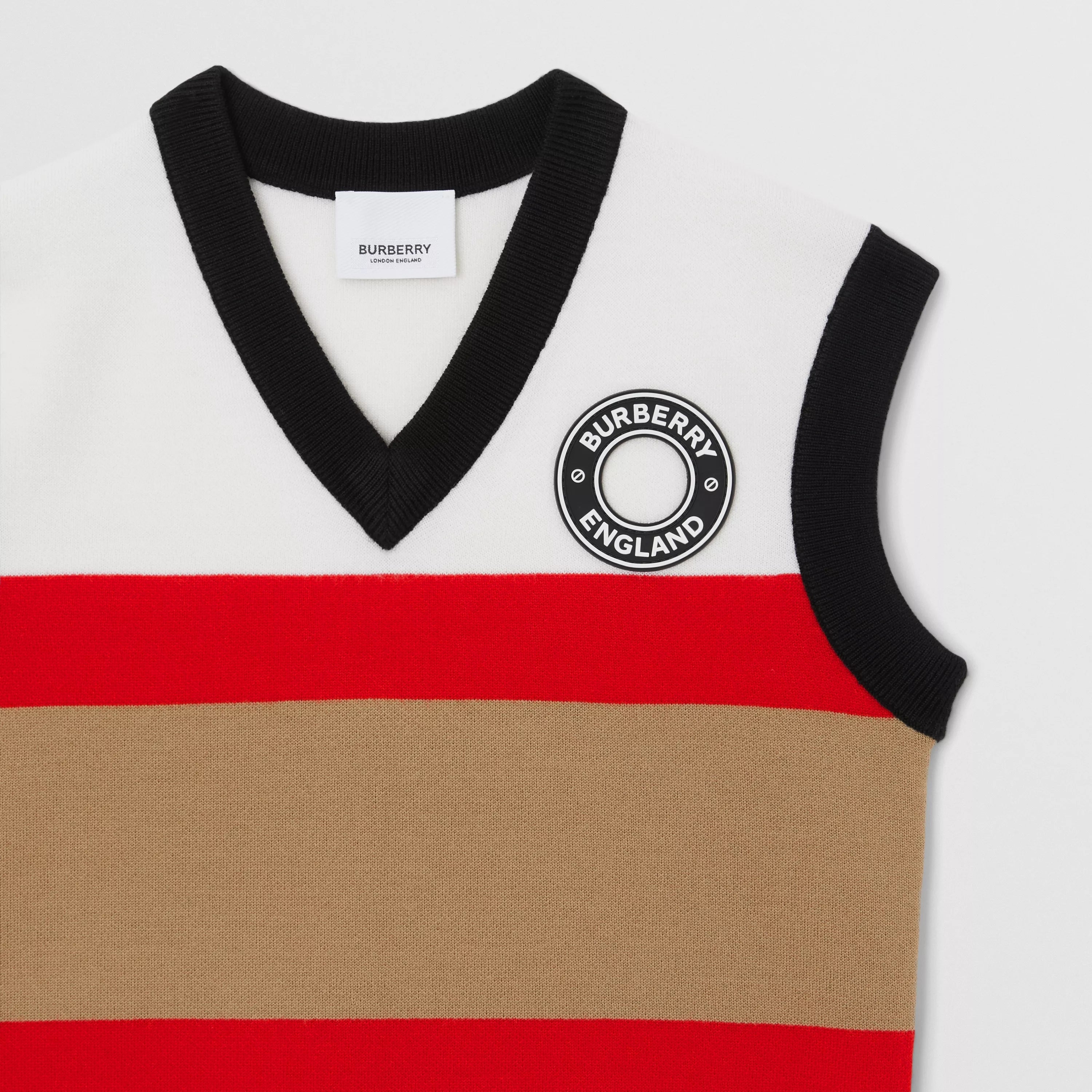 Boys & Girls White Stripes Wool Vest