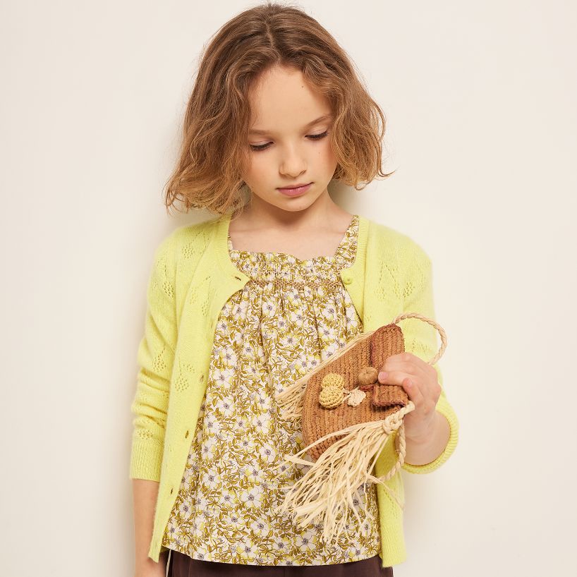 Girls Yellow Floral Cotton Shirt
