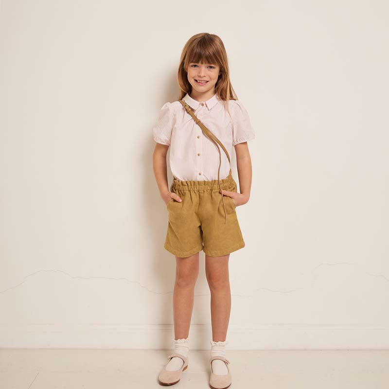 Girls Yellow Cotton Shorts
