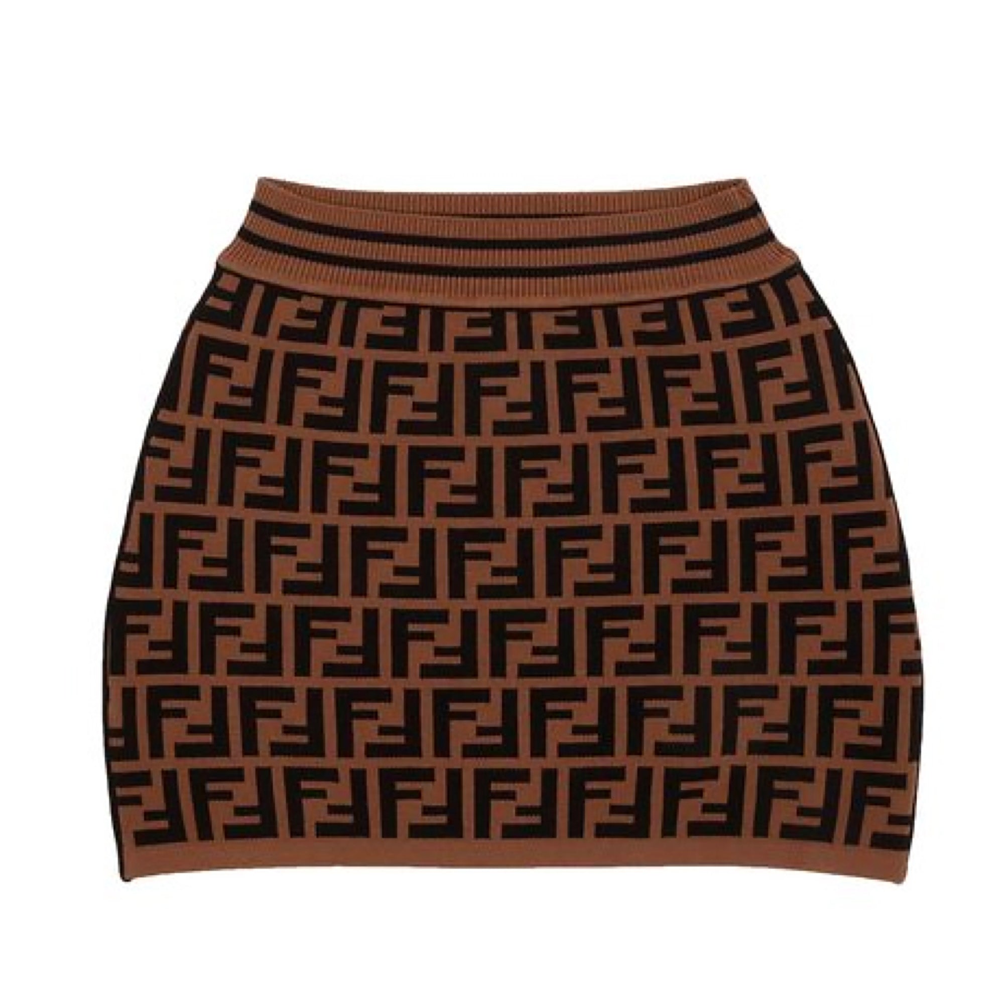 Girls Brown FF Knit Skirt