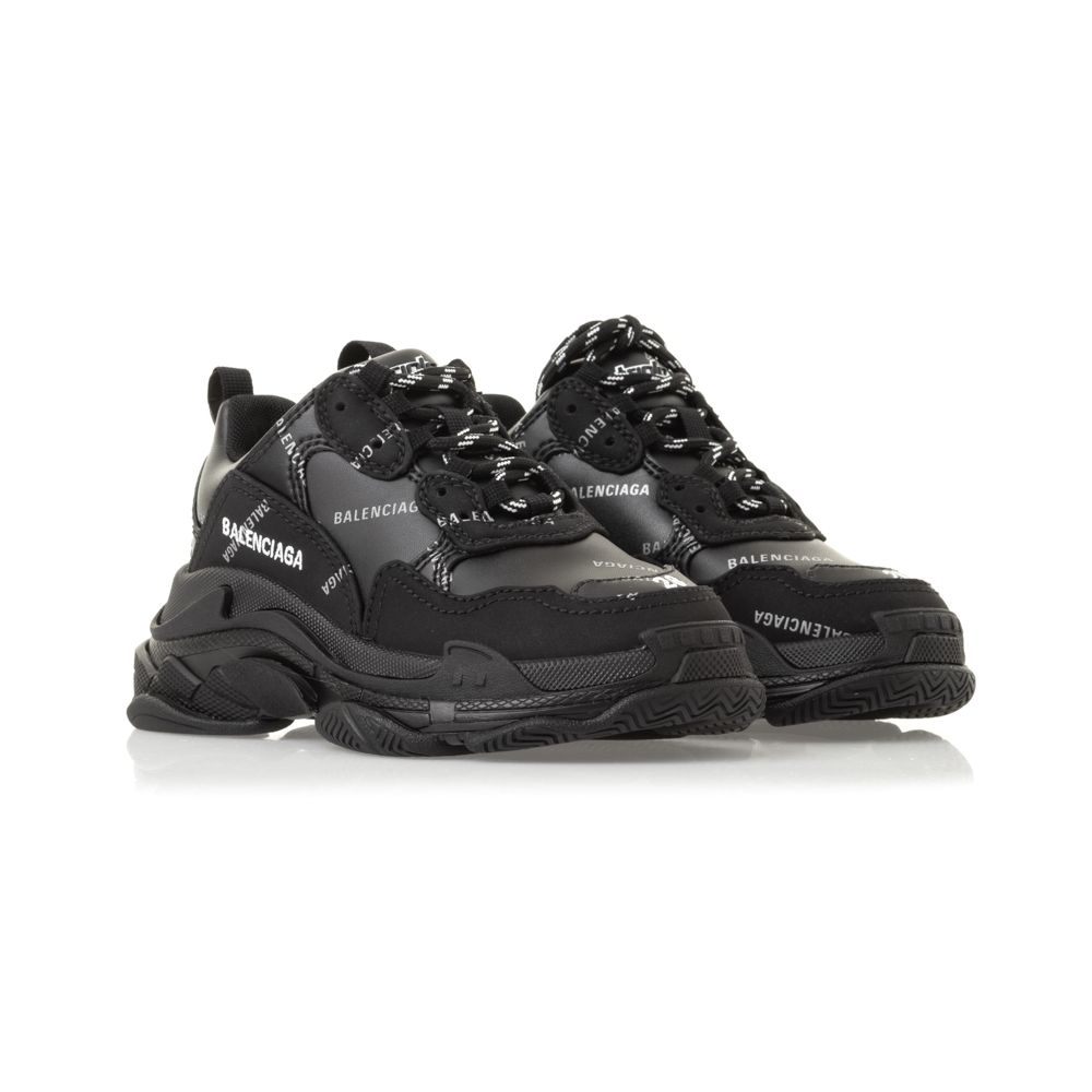 Boys & Girls Black Logo Shoes
