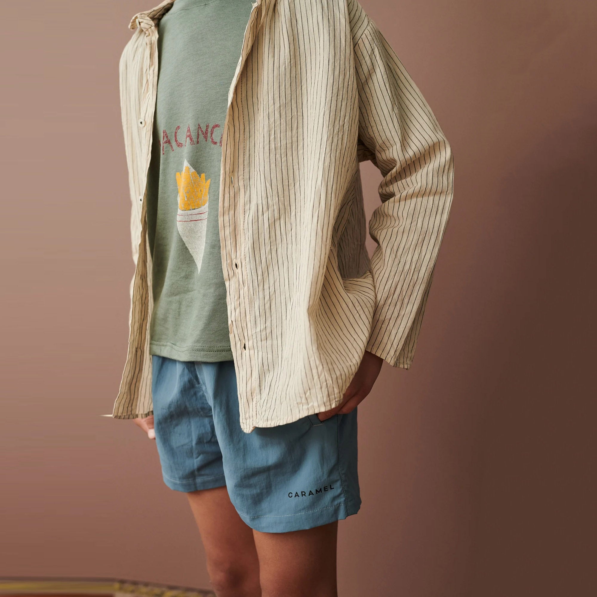 Boys & Girls Khaki Printed Cotton T-Shirt