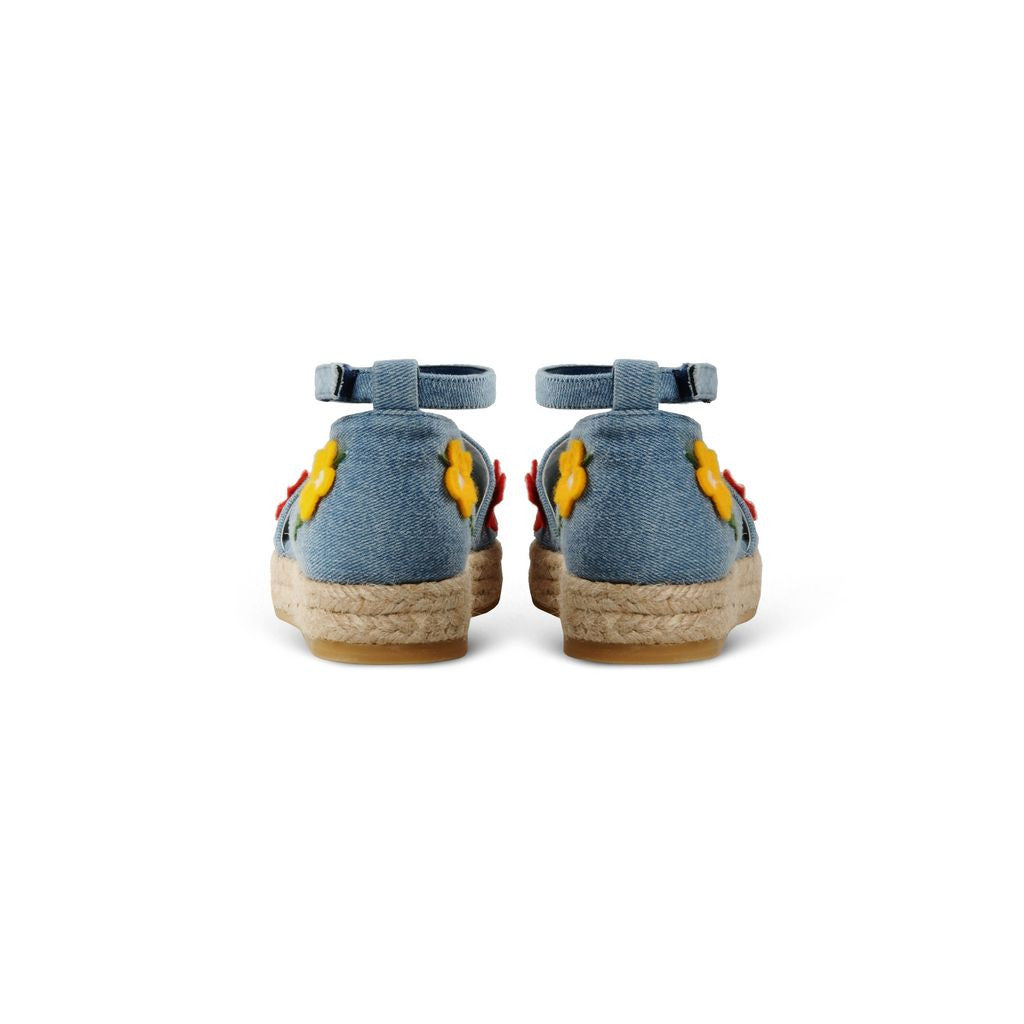 Girls Denim Felt Flowers Espadrilles