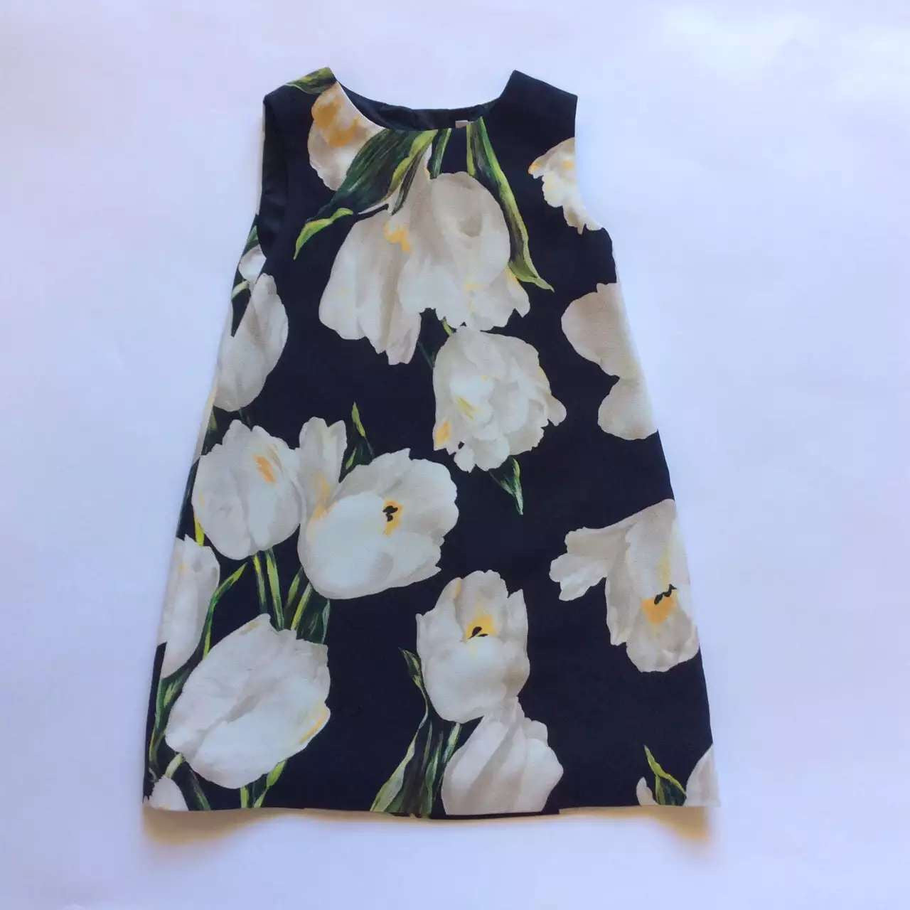 Girls Black Viscose Dress With Tulip Printe Trims - CÉMAROSE | Children's Fashion Store