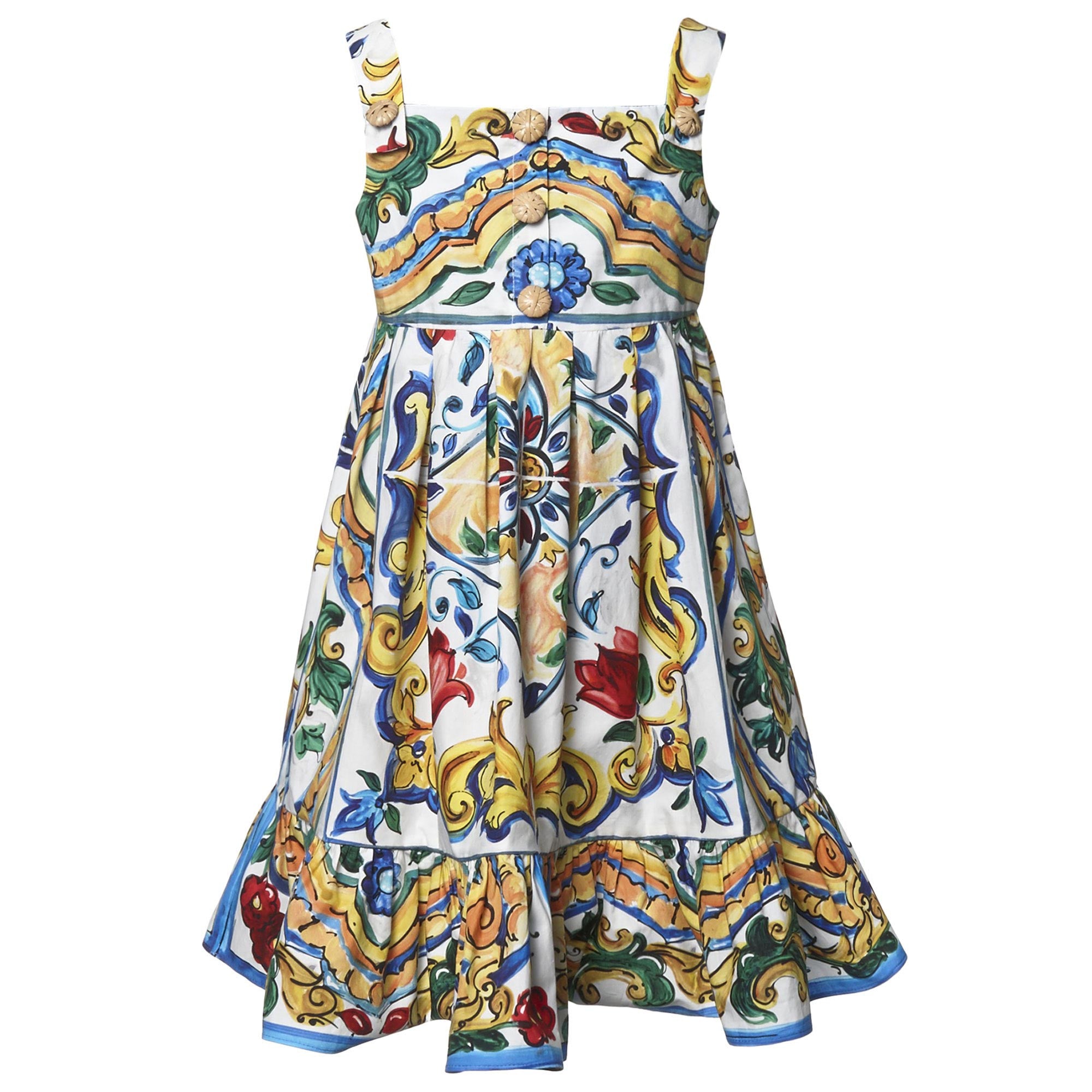 Girls Multicolor Maiolica Ornamentale Printed Dress - CÉMAROSE | Children's Fashion Store - 1