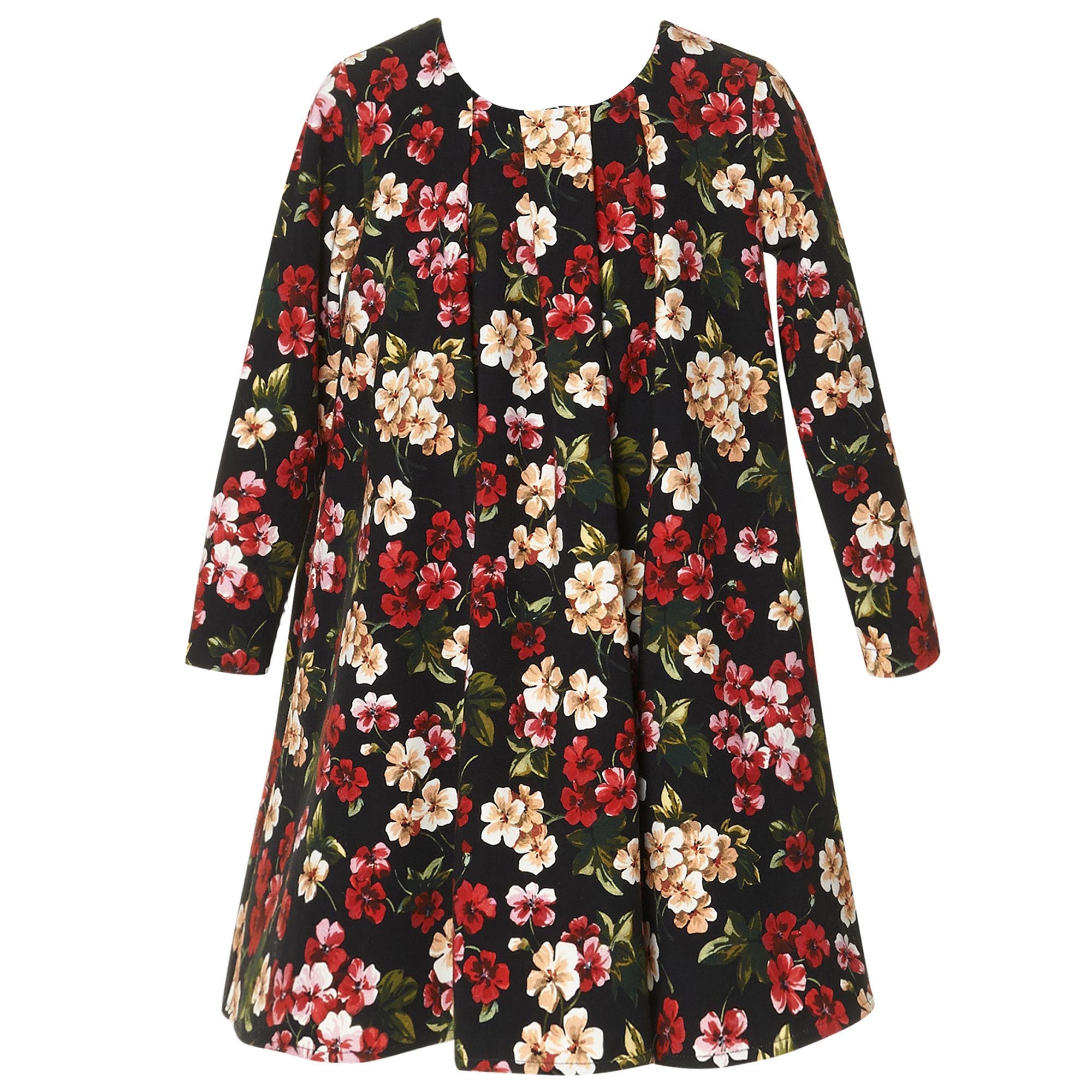 Girls Multicolor Flower Printed Trims Cotton Dress - CÉMAROSE | Children's Fashion Store - 1
