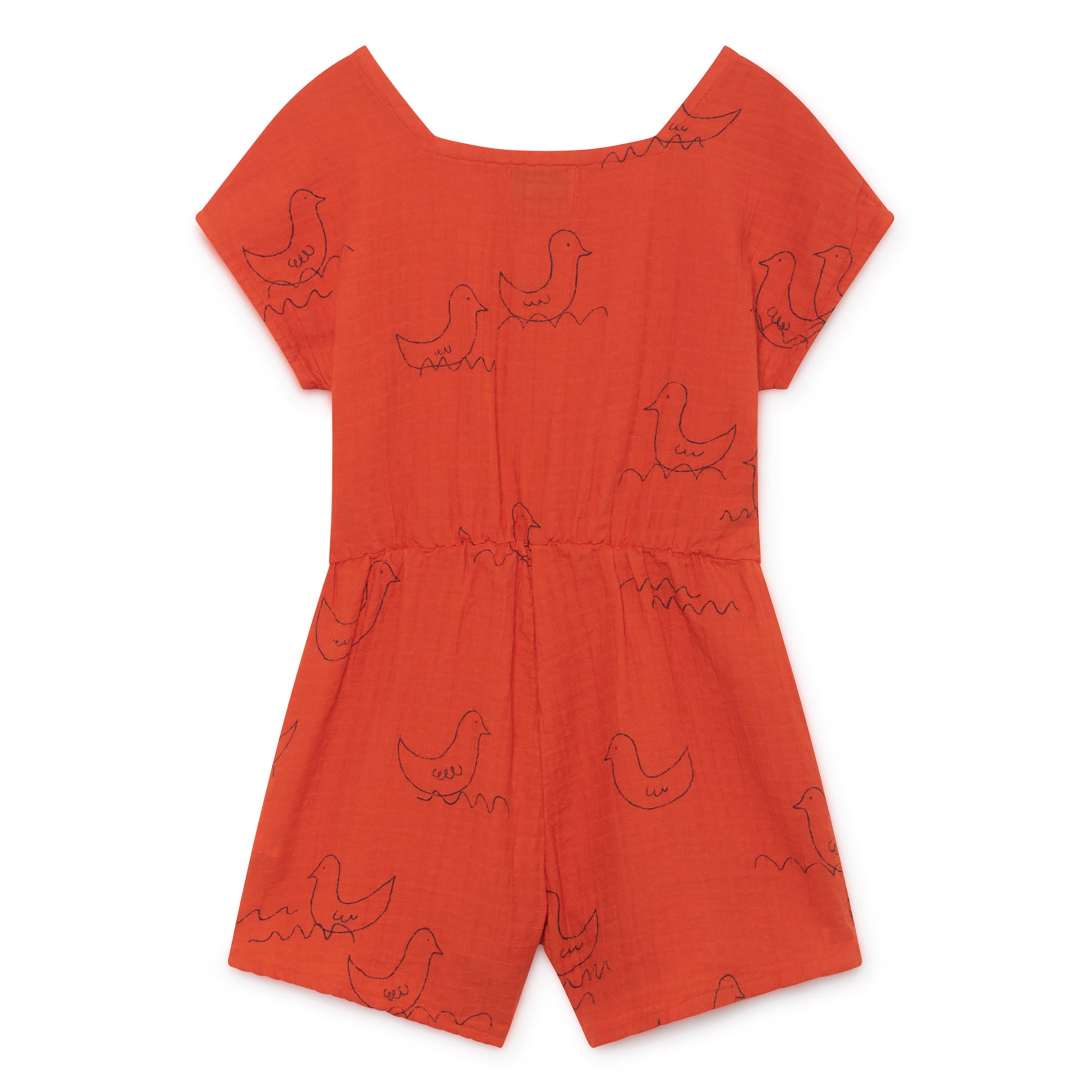 Girls Red Clay Cotton Geese Sleeveless Playsuit