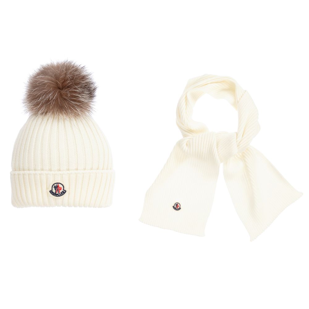 Girls Natural Virgin Wool Hat & Scarf Set
