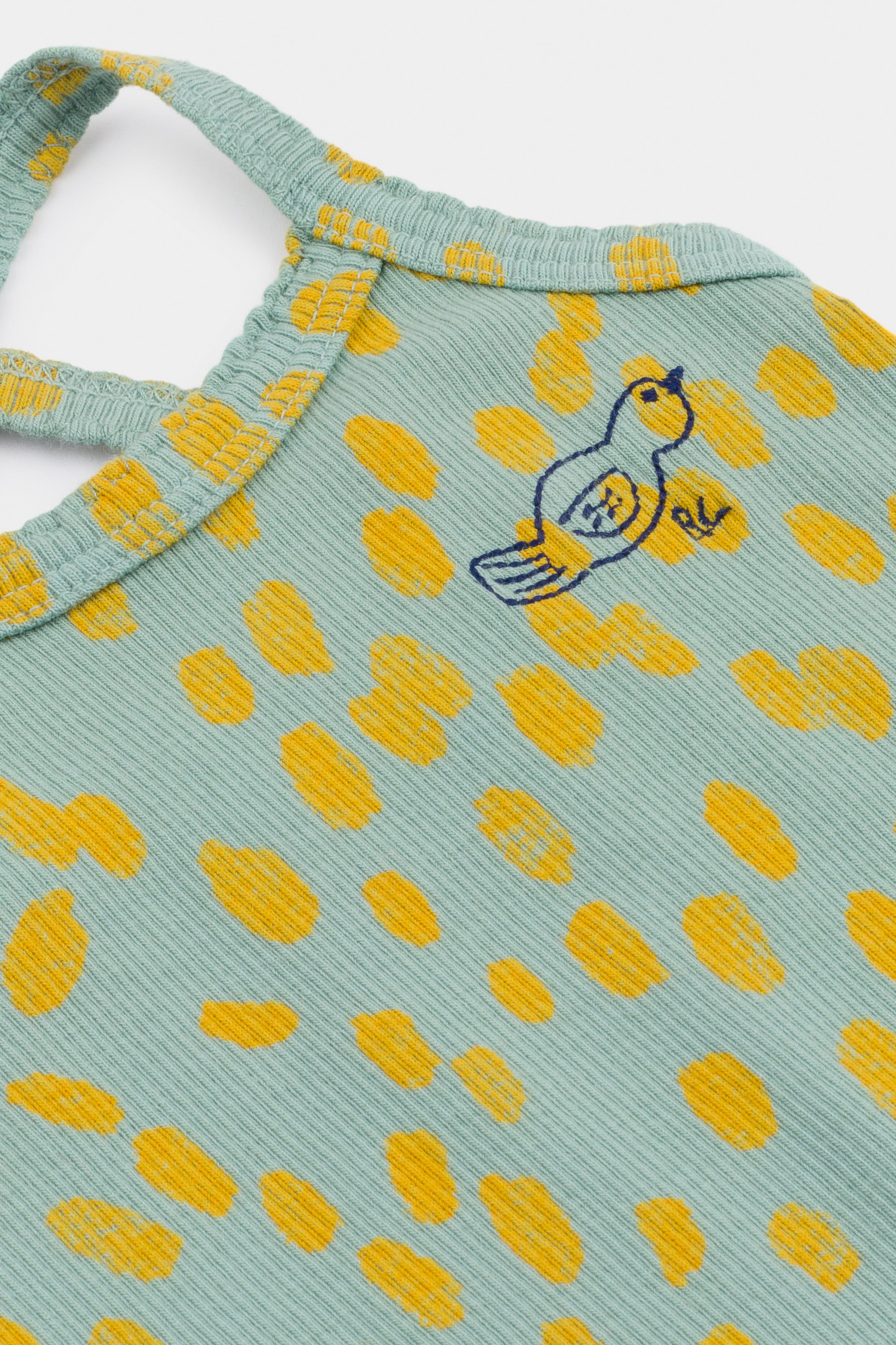 Baby Girls Green Printed Cotton Babysuit