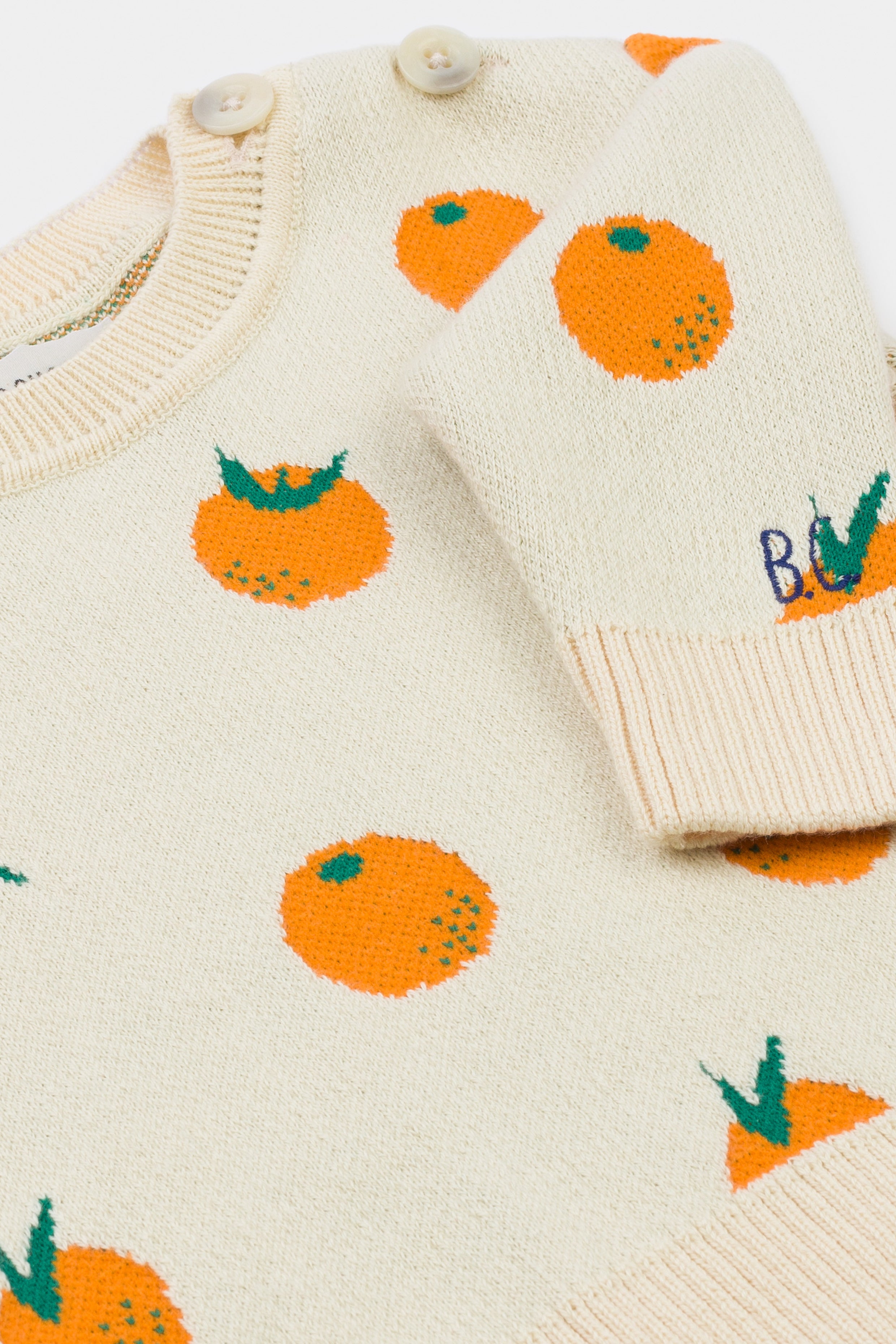 Baby Girls Rice White Oranges Cotton Sweater