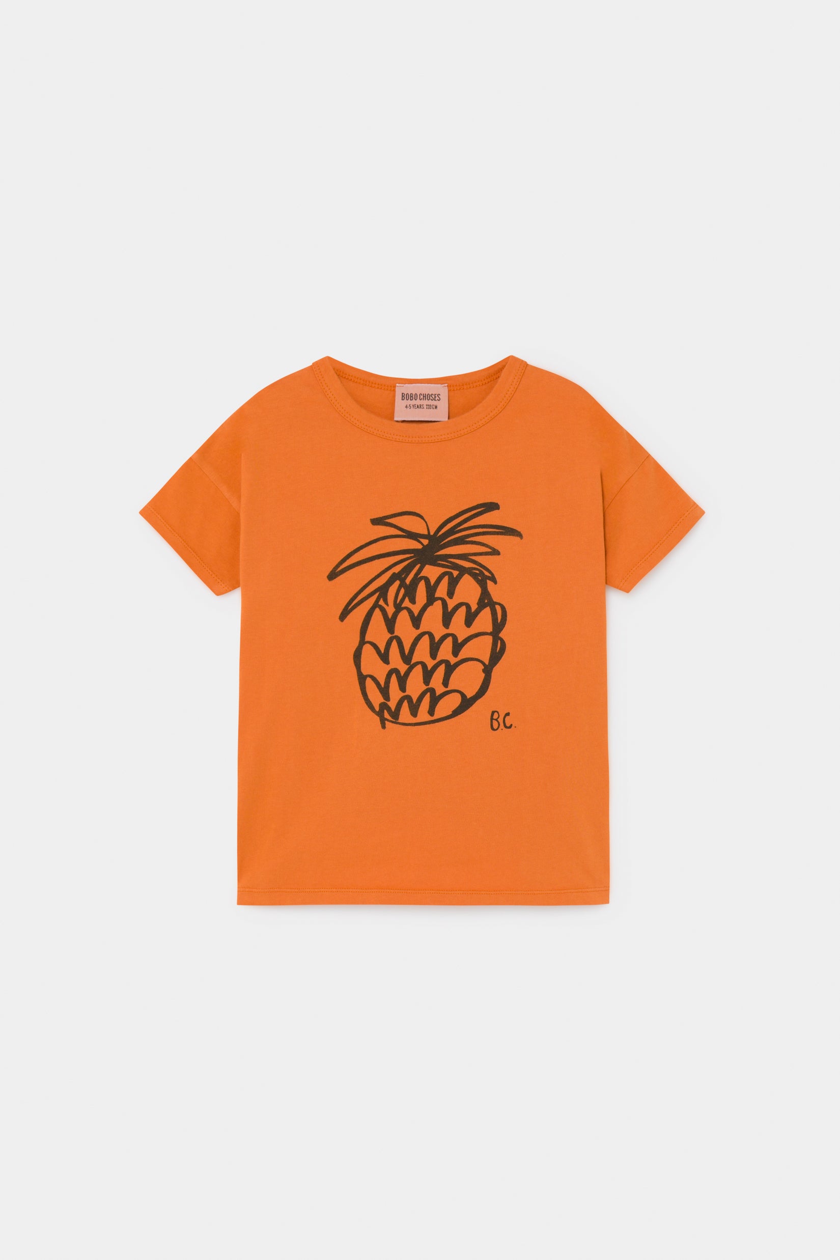Girls Orange Pineapple Cotton T-shirt