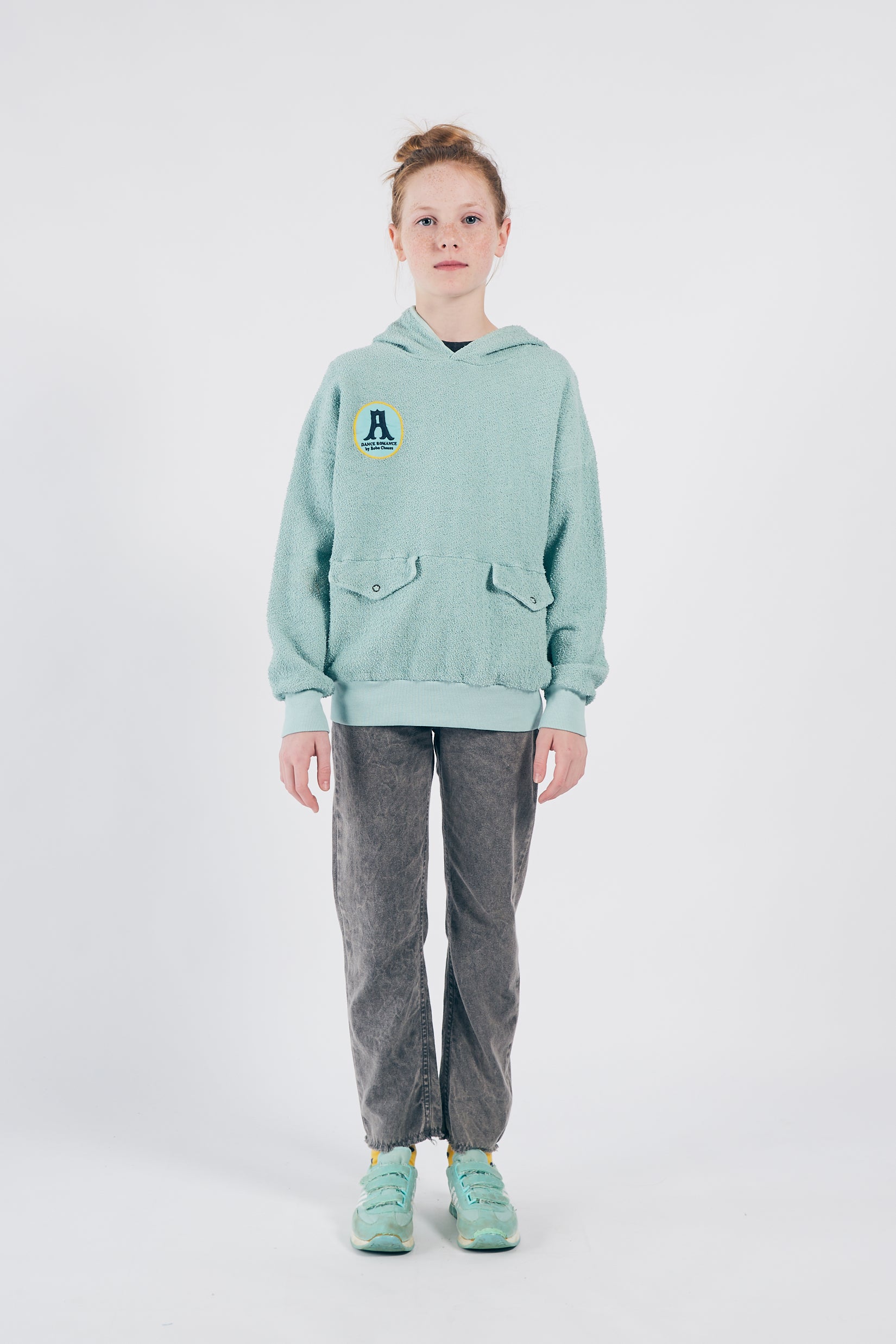 Girls Green Hooded Cotton Sweatshirt