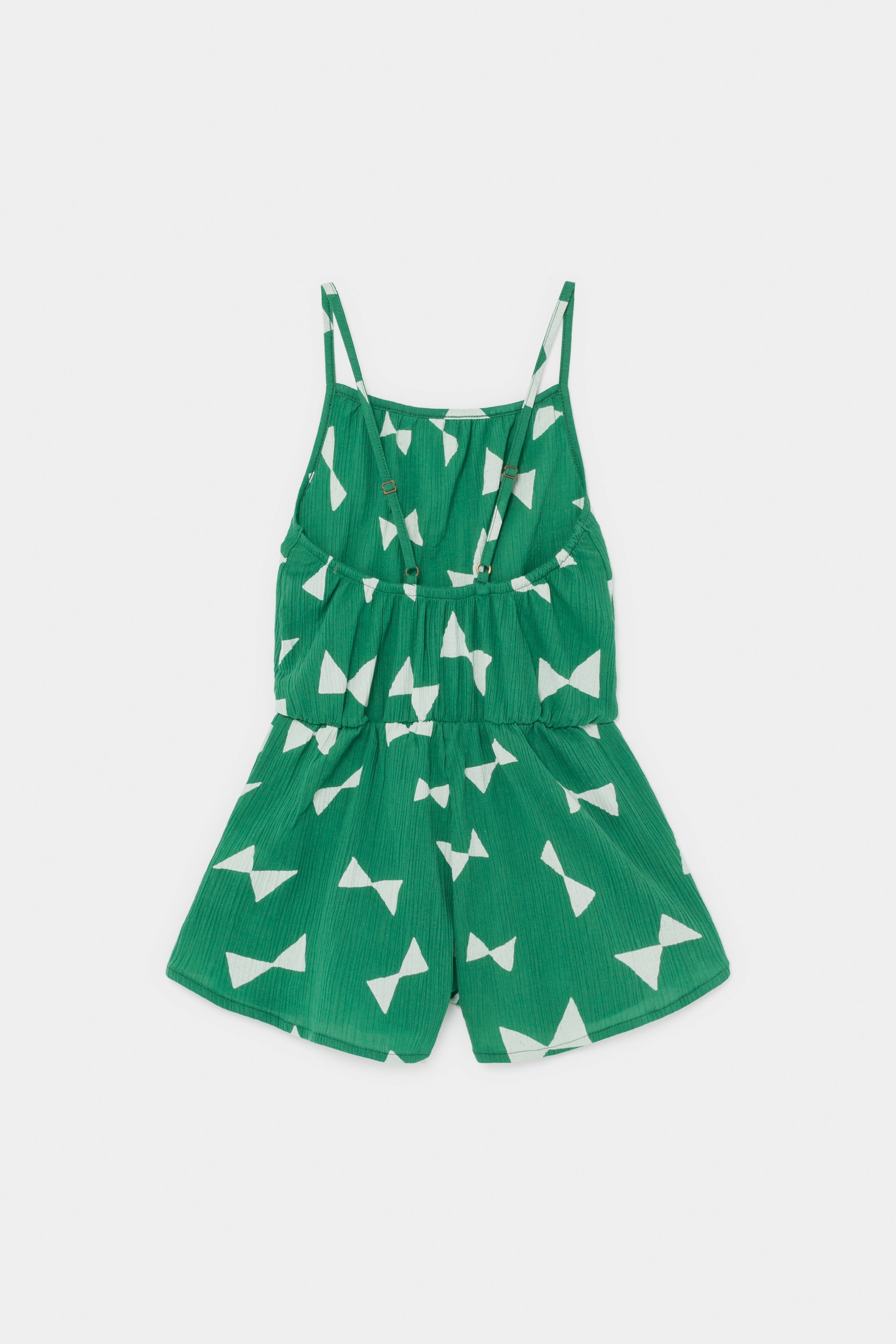 Girls Green Bow Cotton Jumpsuit