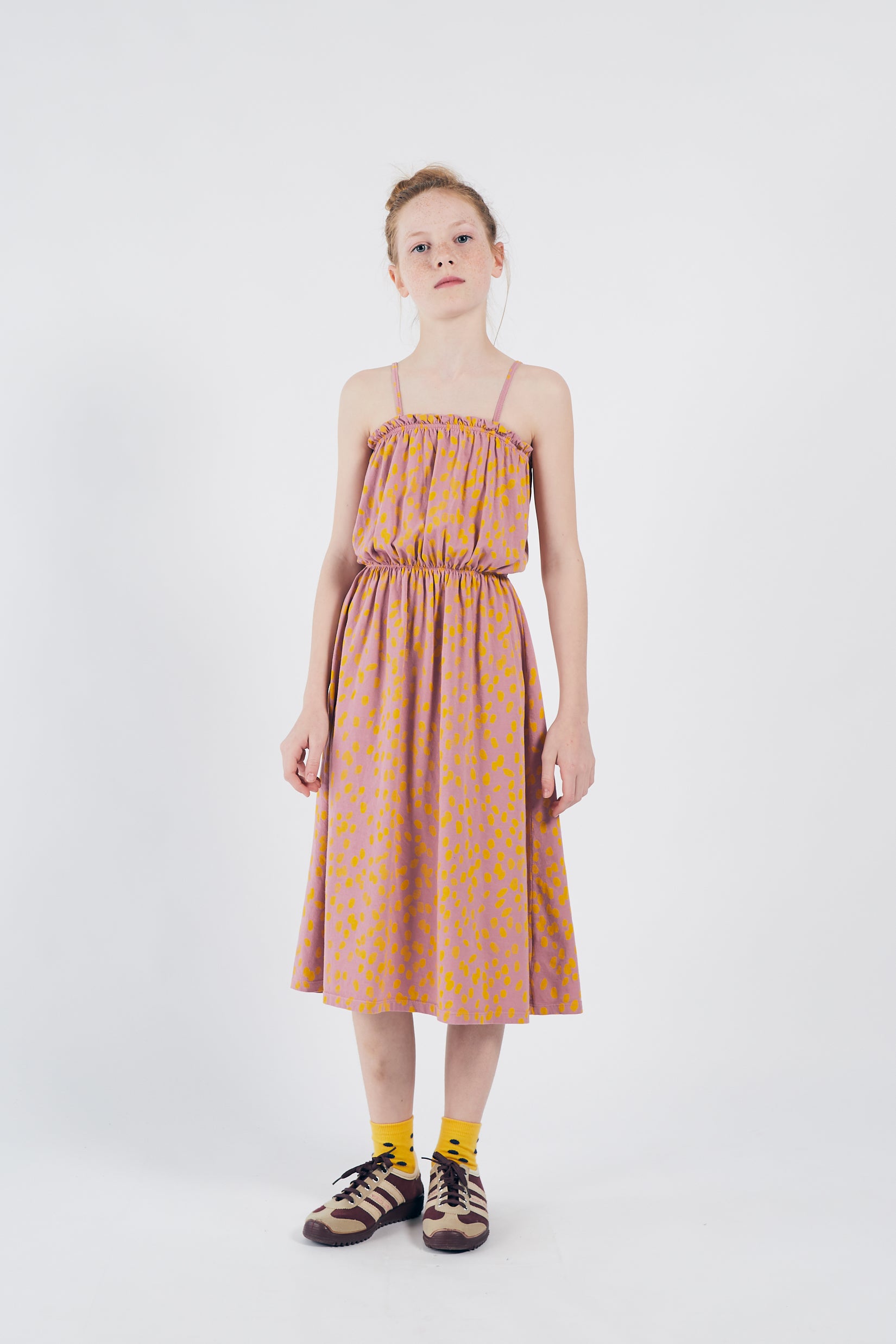 Girls Pink Printed Cotton Dress