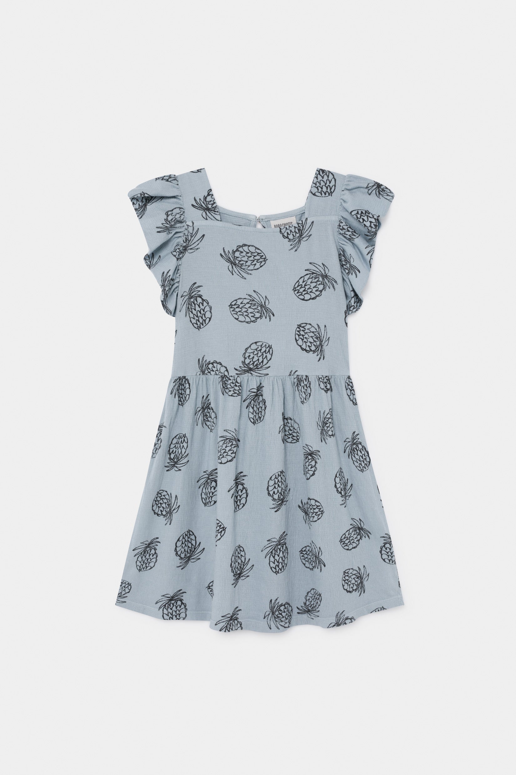 Girls Blue Pineapple Ruffle Dress