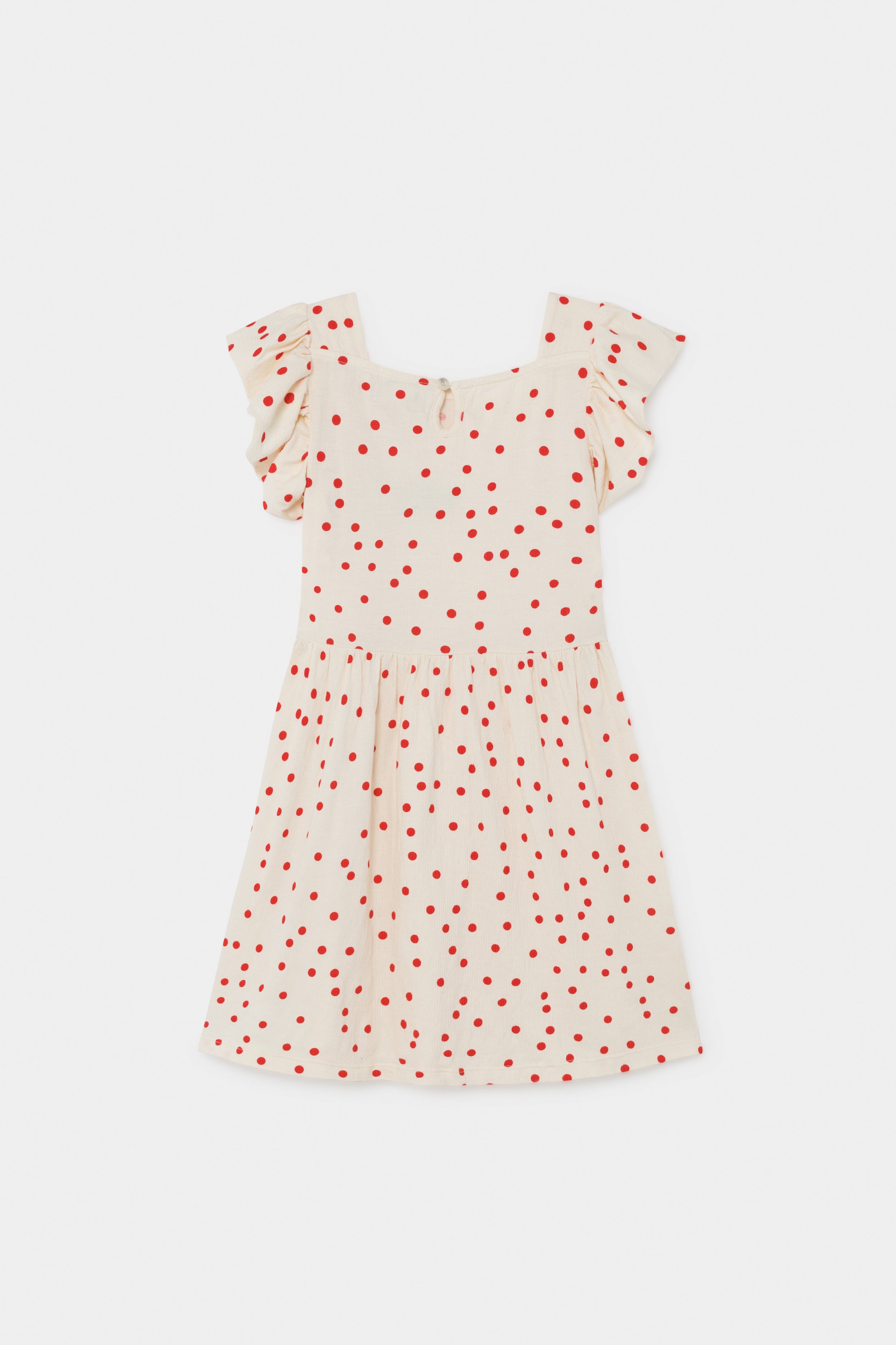 Girls Rice White Dots Ruffle Dress