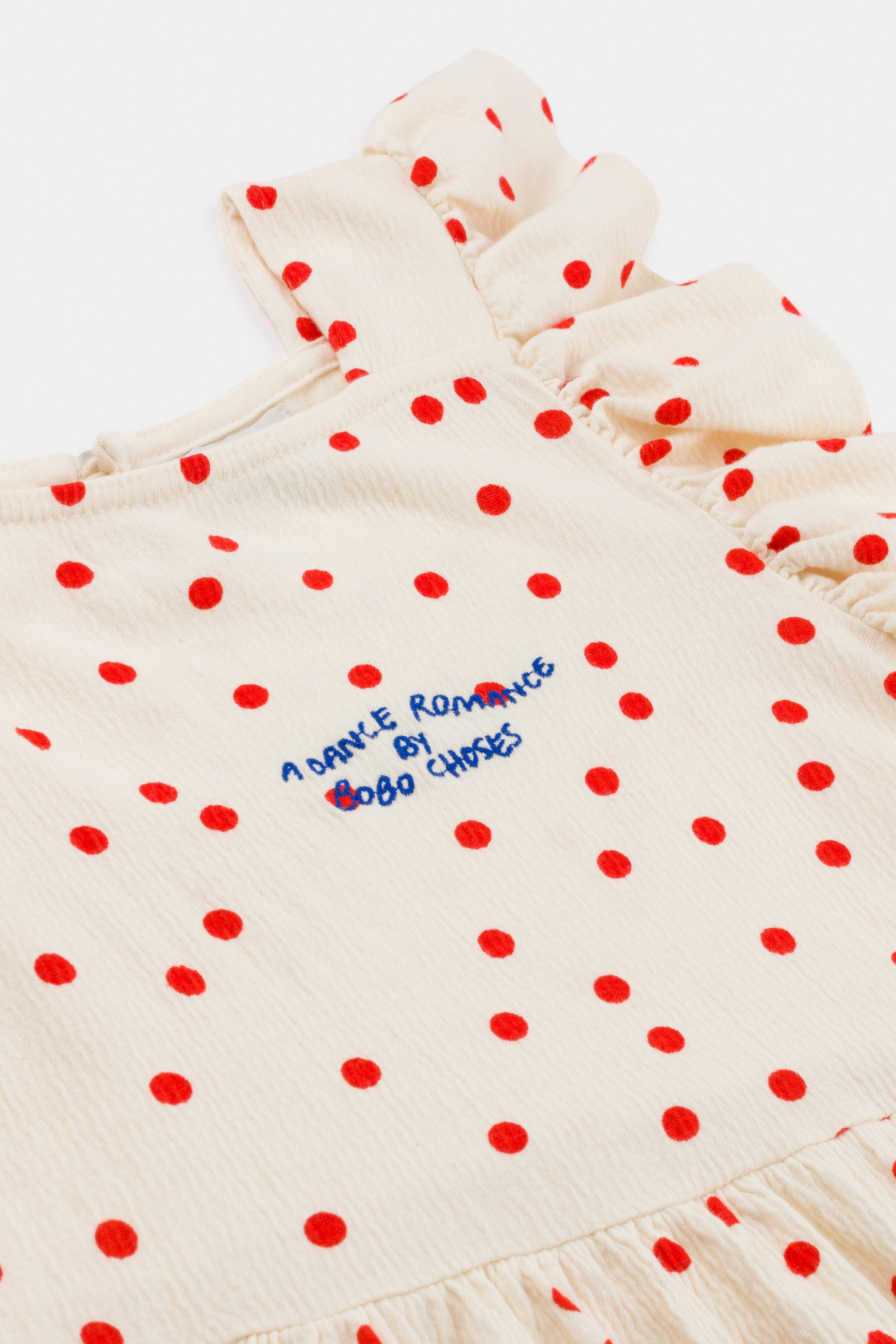 Girls Rice White Dots Ruffle Dress