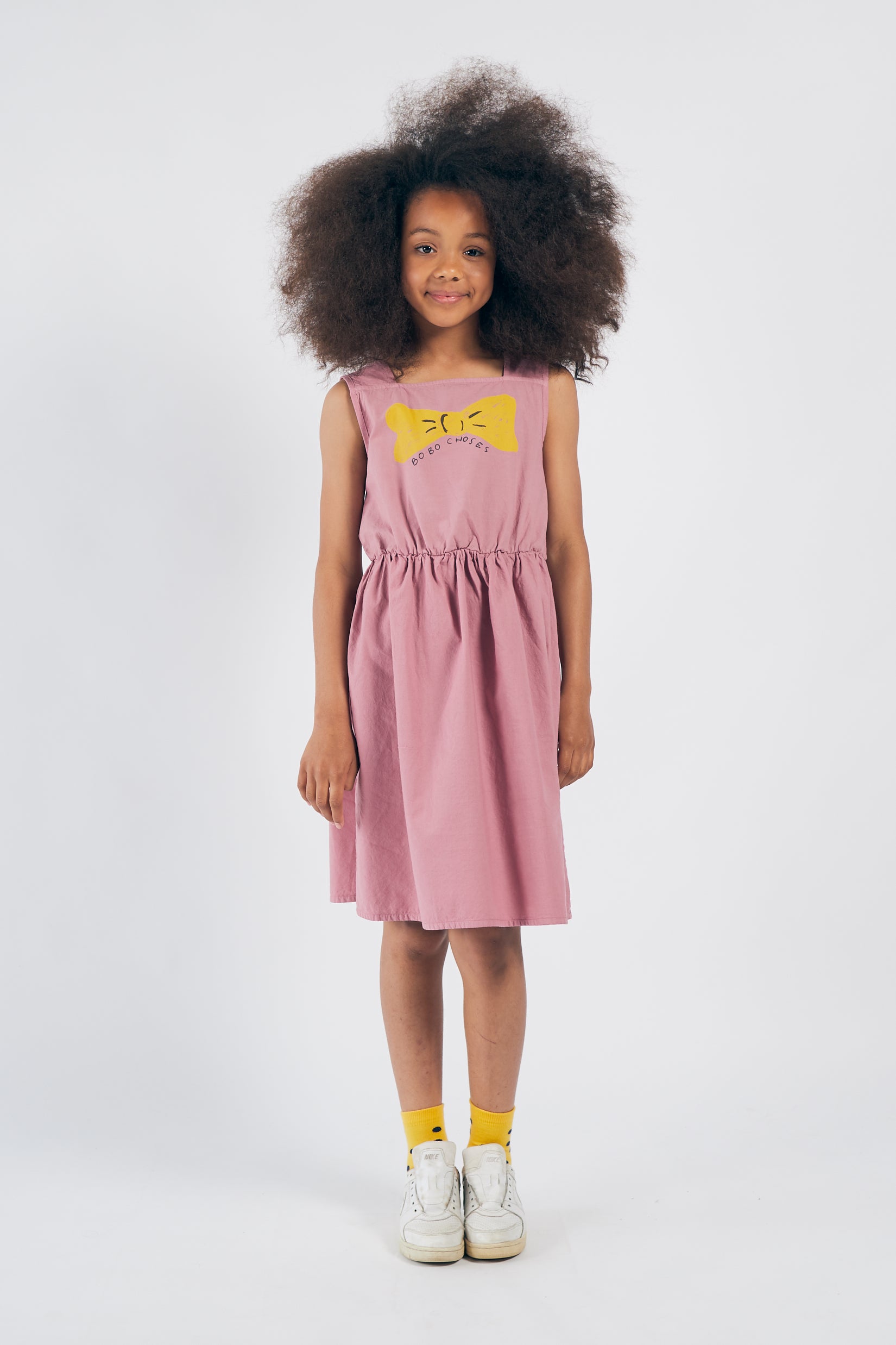 Girls Pink Bow Cotton Dress
