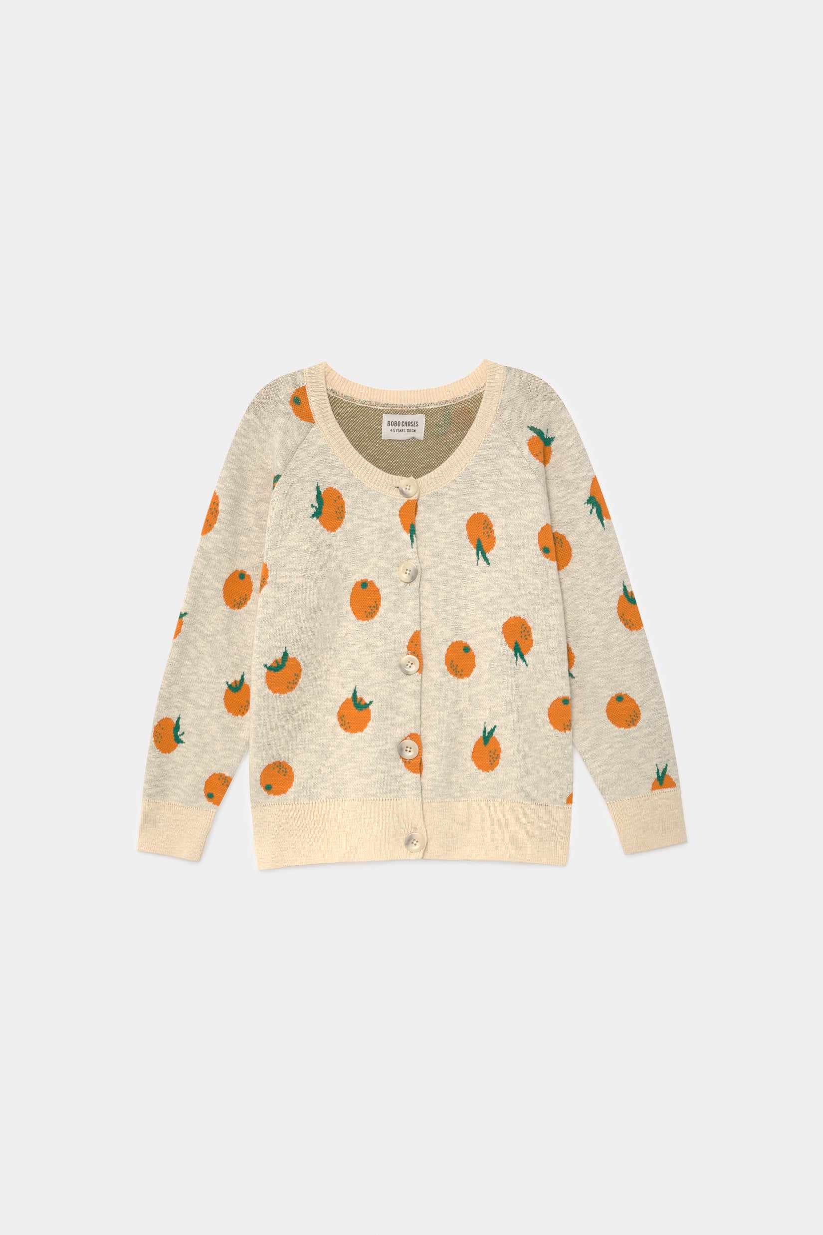 Girls Rice White Orange Cotton Cardigan