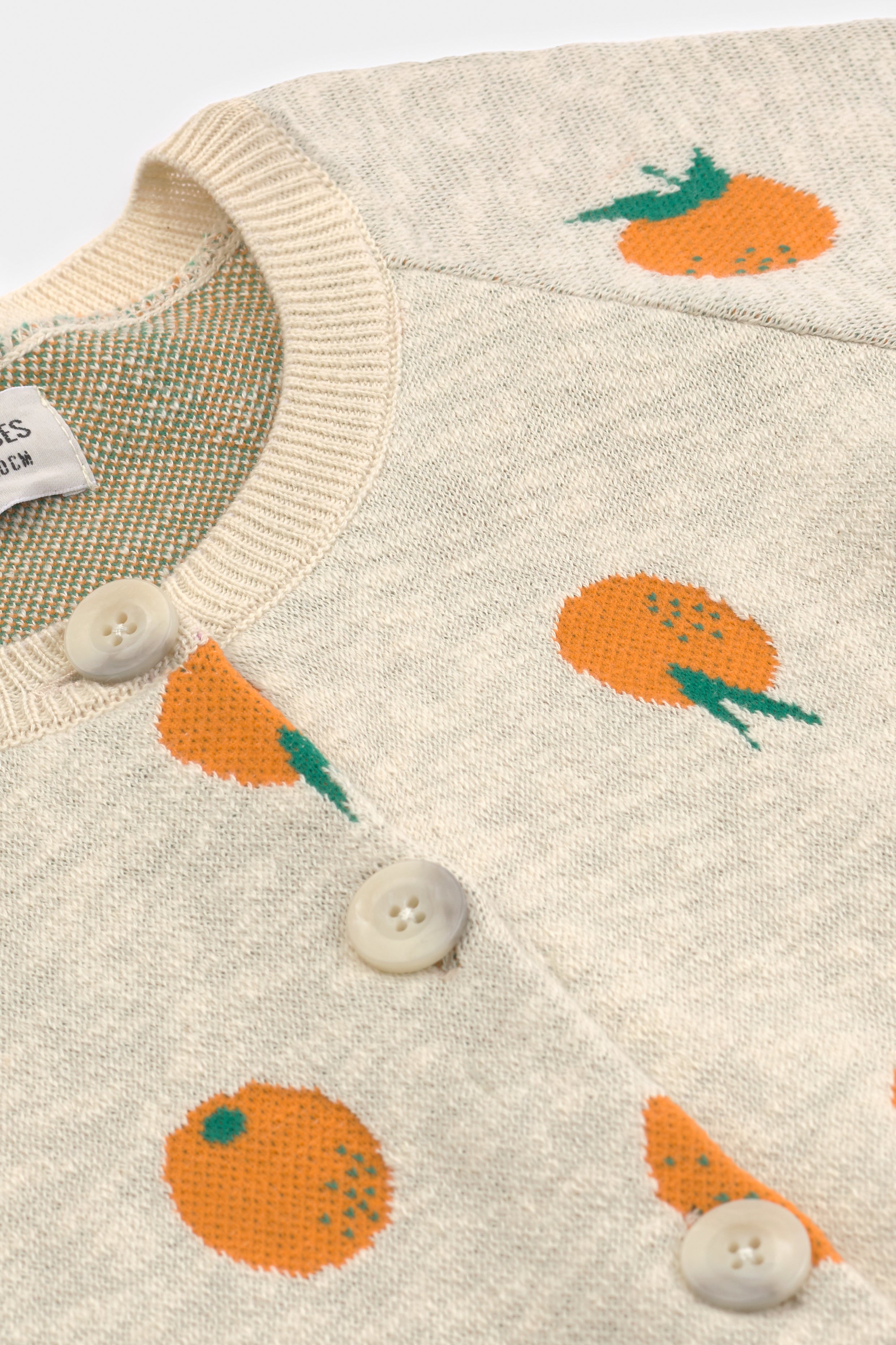 Girls Rice White Orange Cotton Cardigan