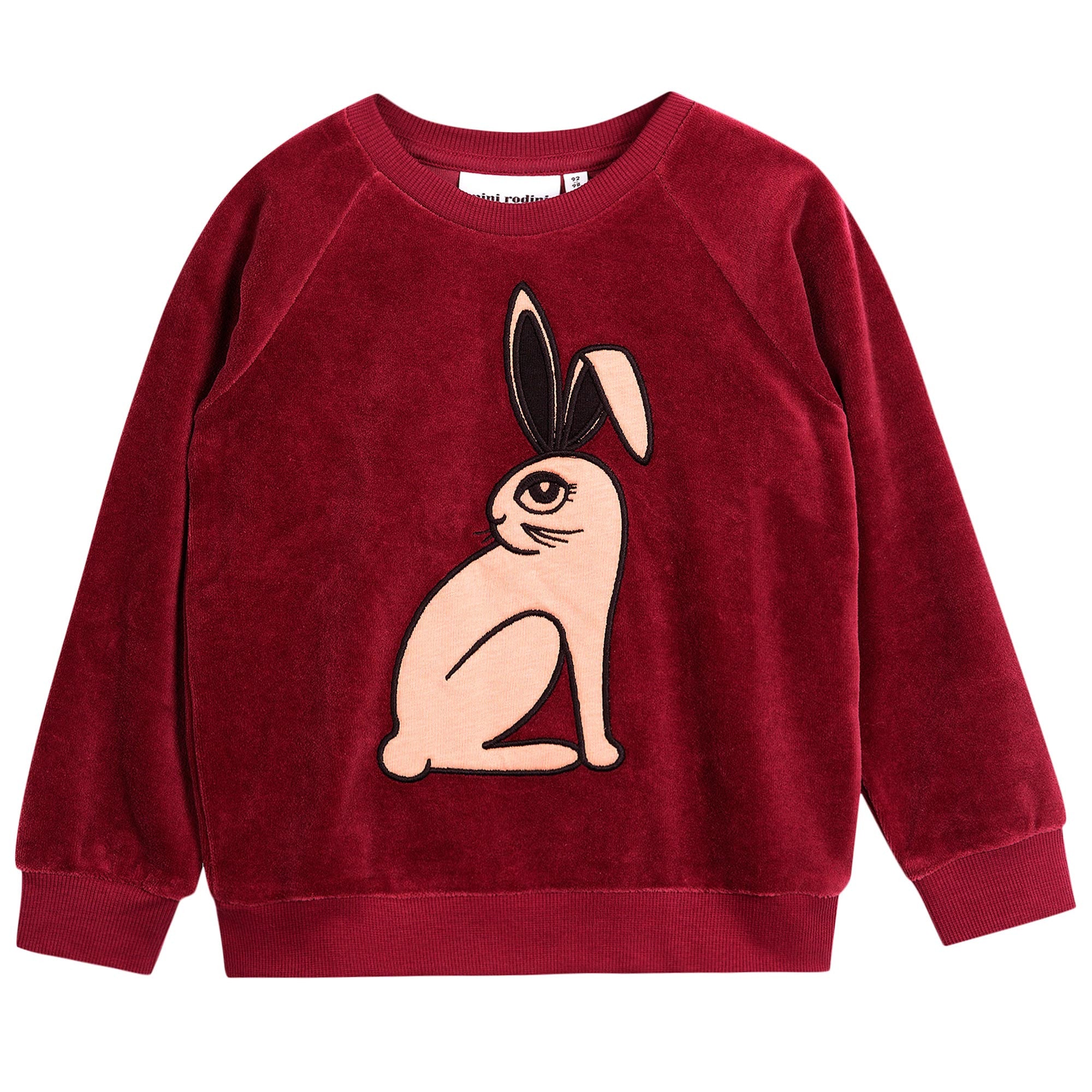 Girls Dark Red Bunny Printed Cotton Sweatshirt - CÉMAROSE | Children's Fashion Store - 1