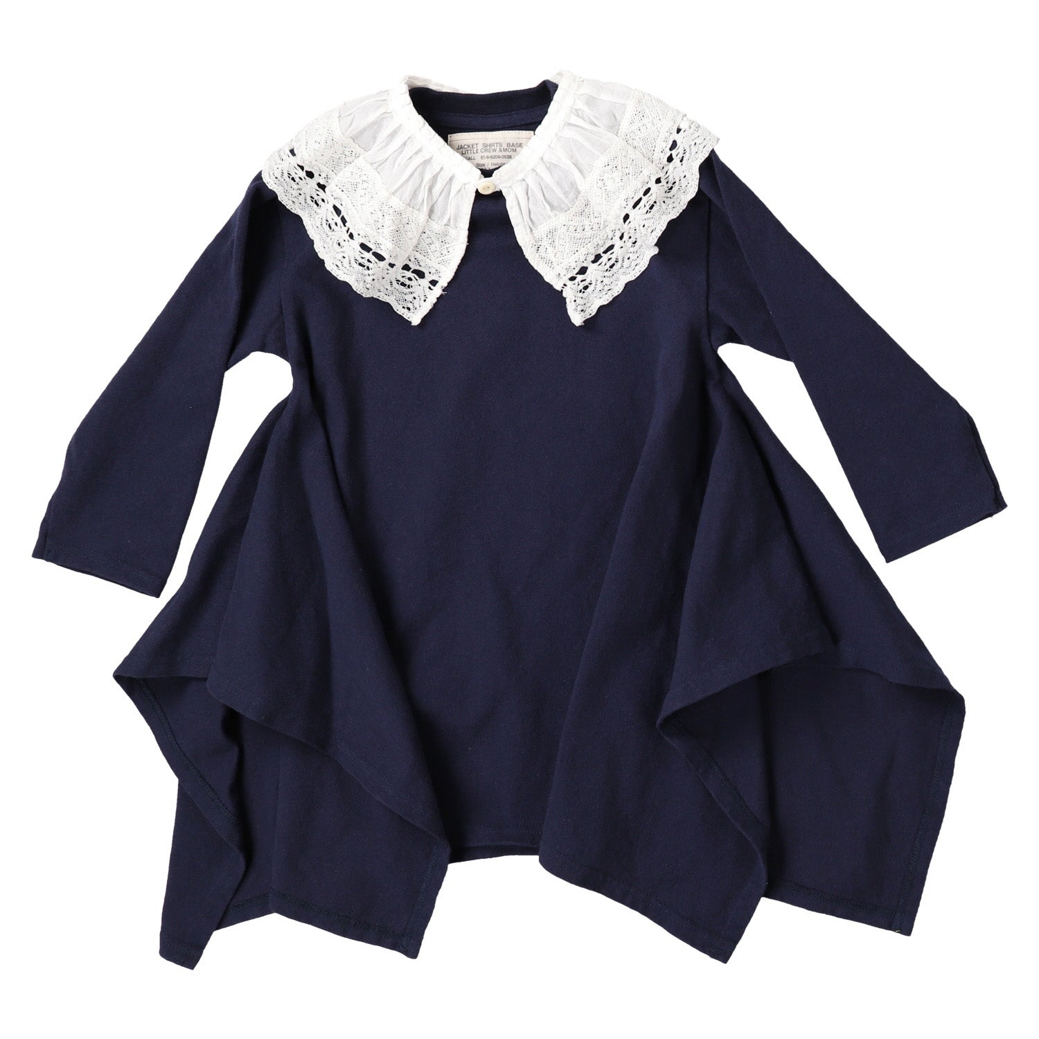 Girls Navy Cropped Cotton T-Shirt