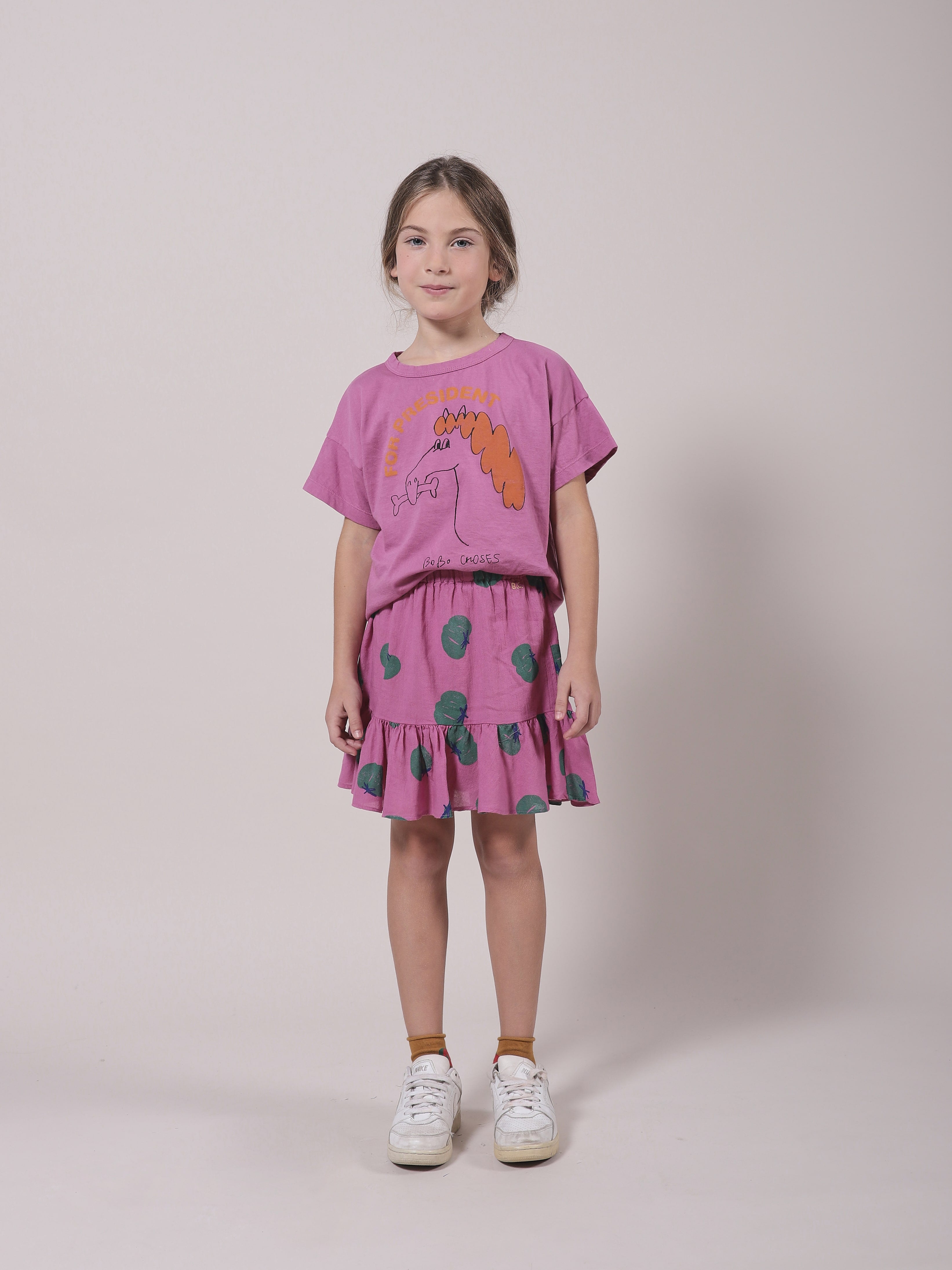 Girls Mauve Horse Cotton T-Shirt