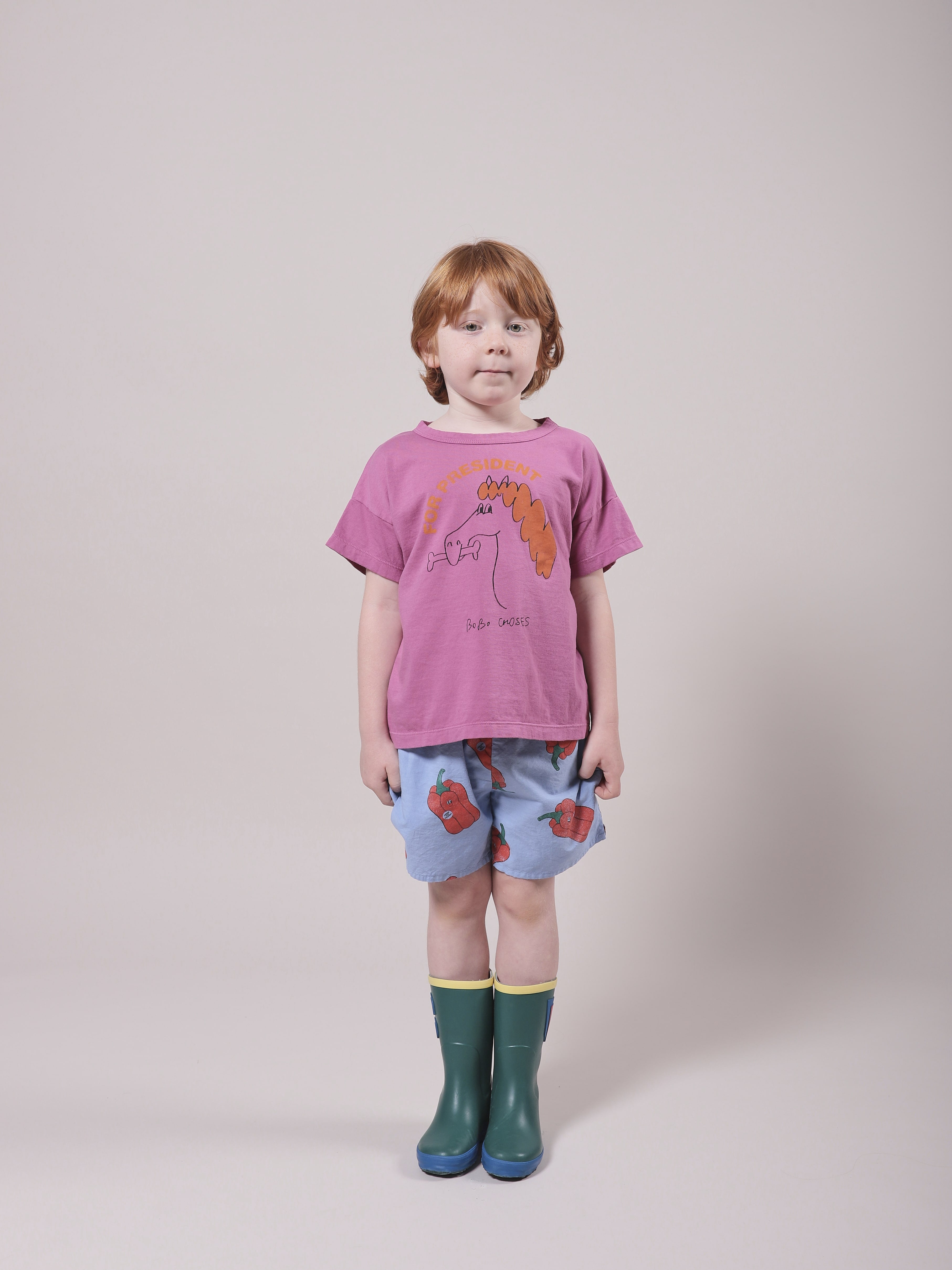 Girls Mauve Horse Cotton T-Shirt