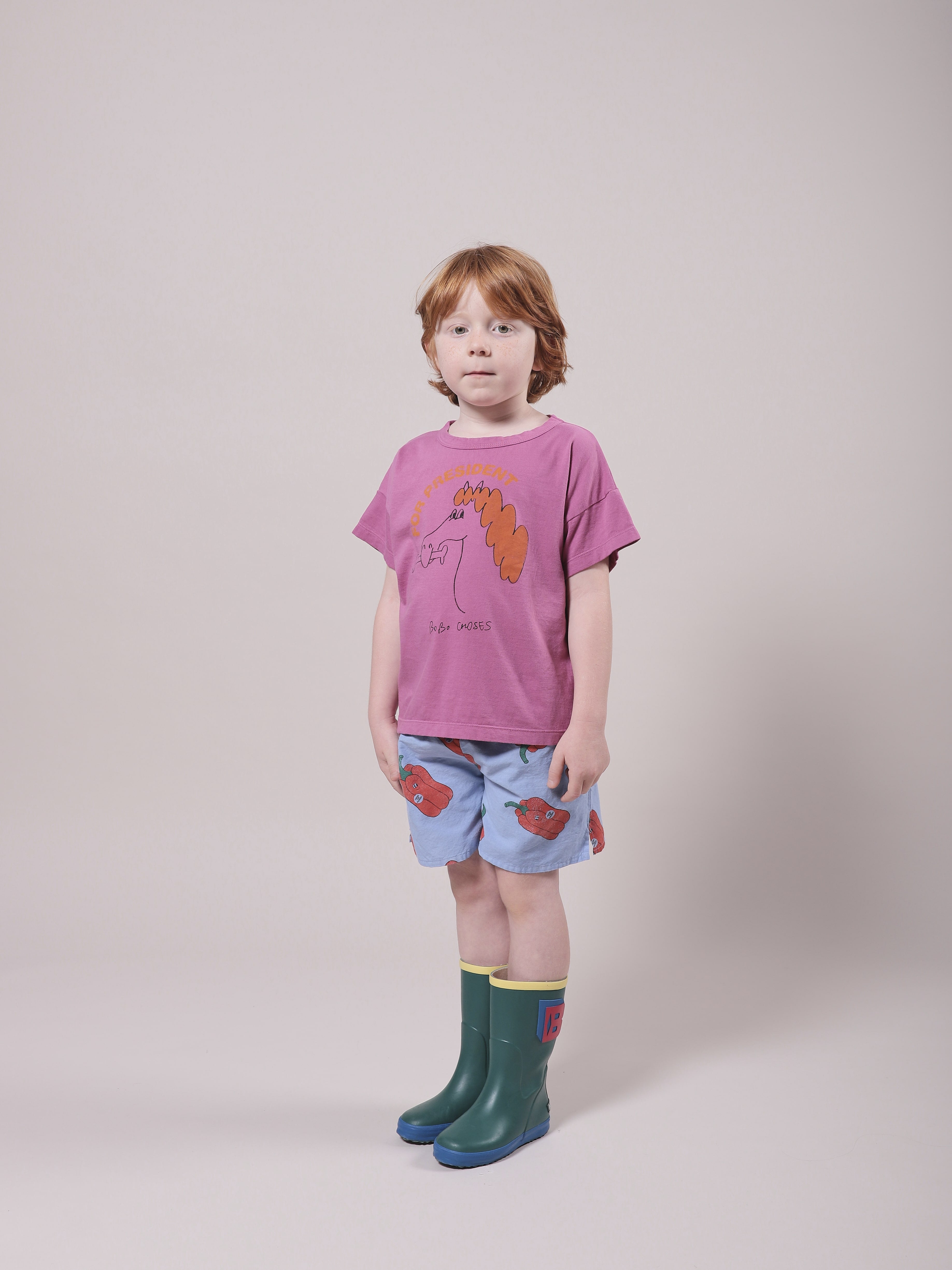 Girls Mauve Horse Cotton T-Shirt