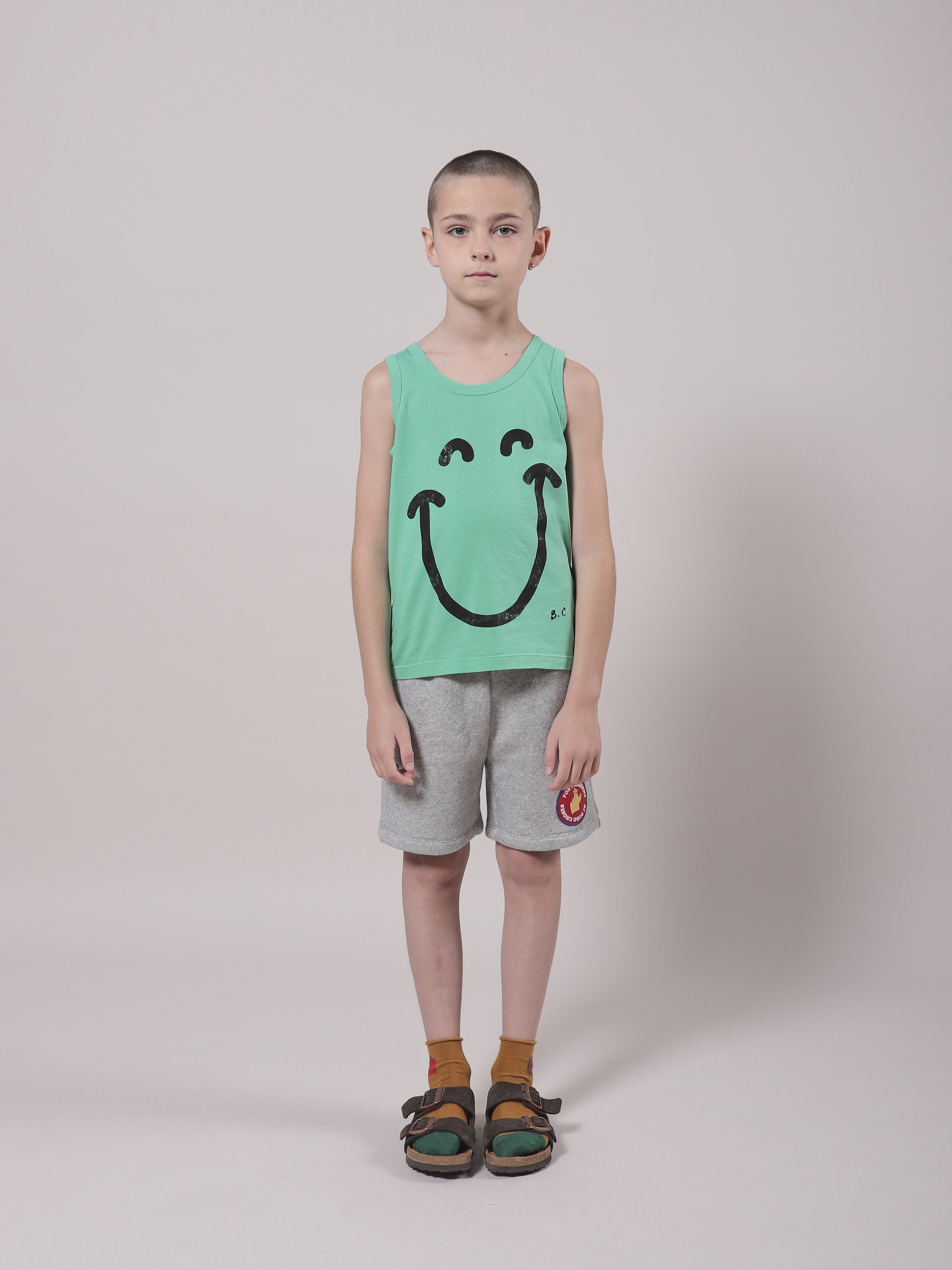 Girls Mint Smile Cotton Tank Top