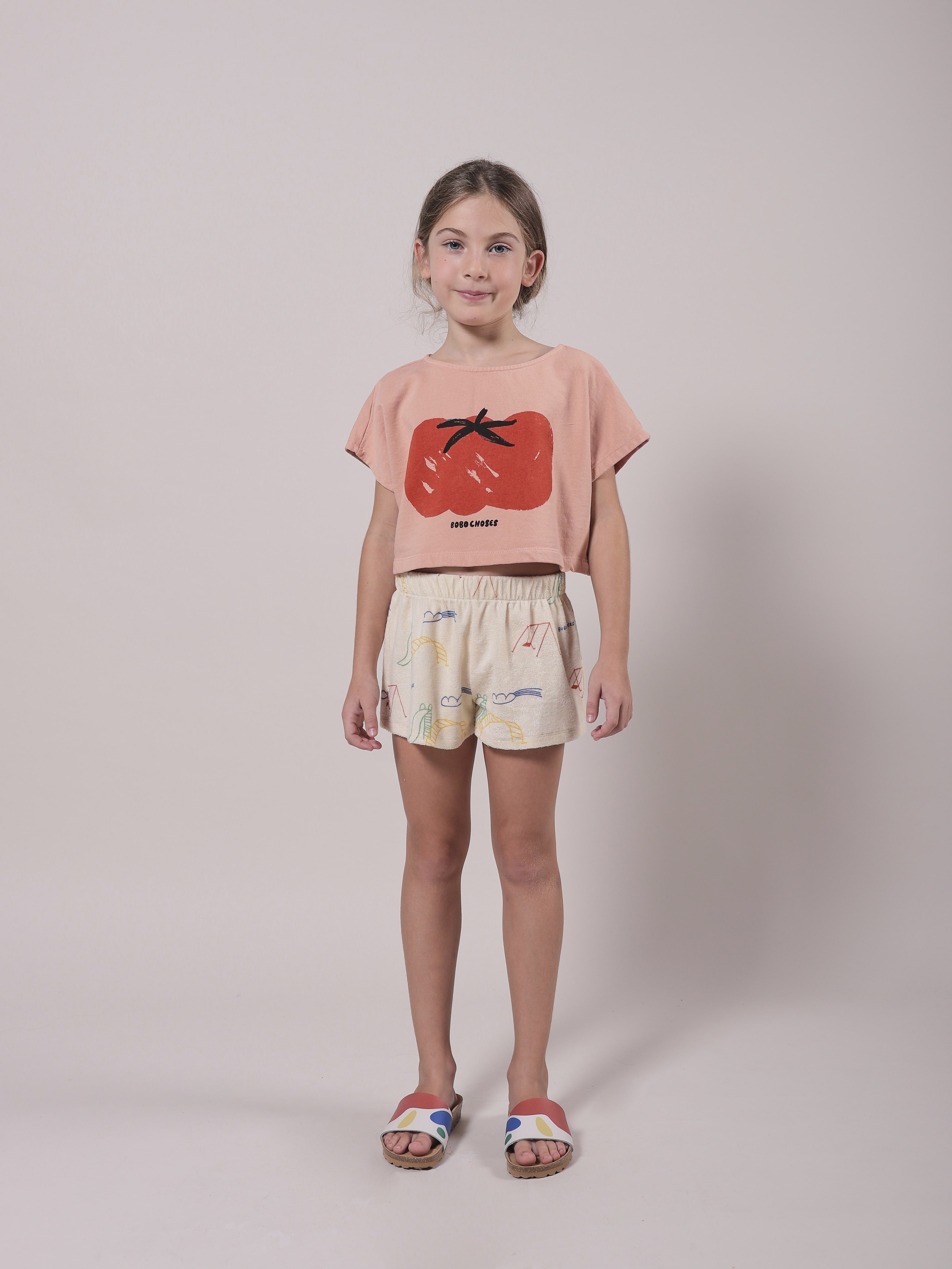Girls Pink Tomato Cotton T-Shirt