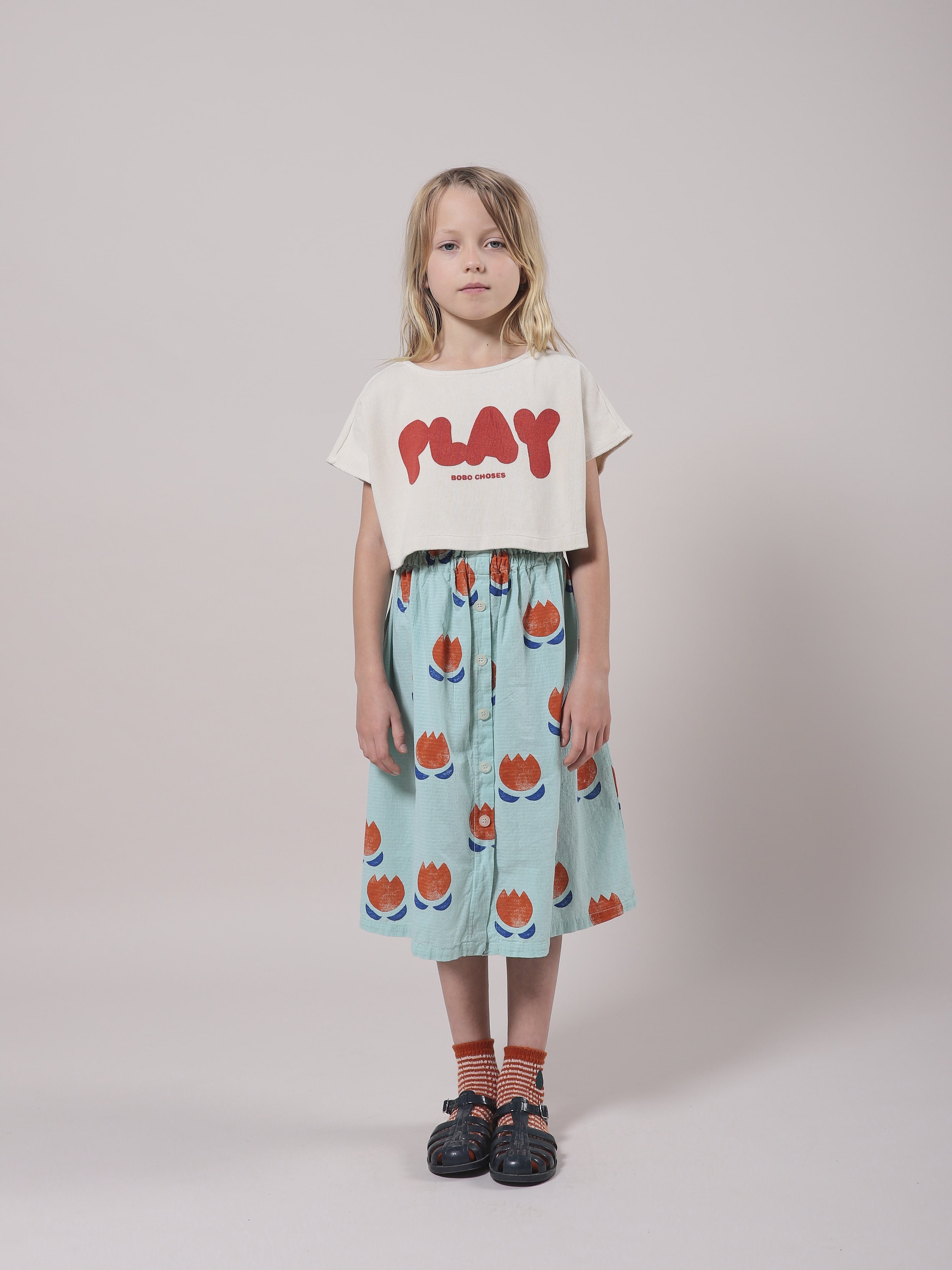 Girls White Play Cotton T-Shirt